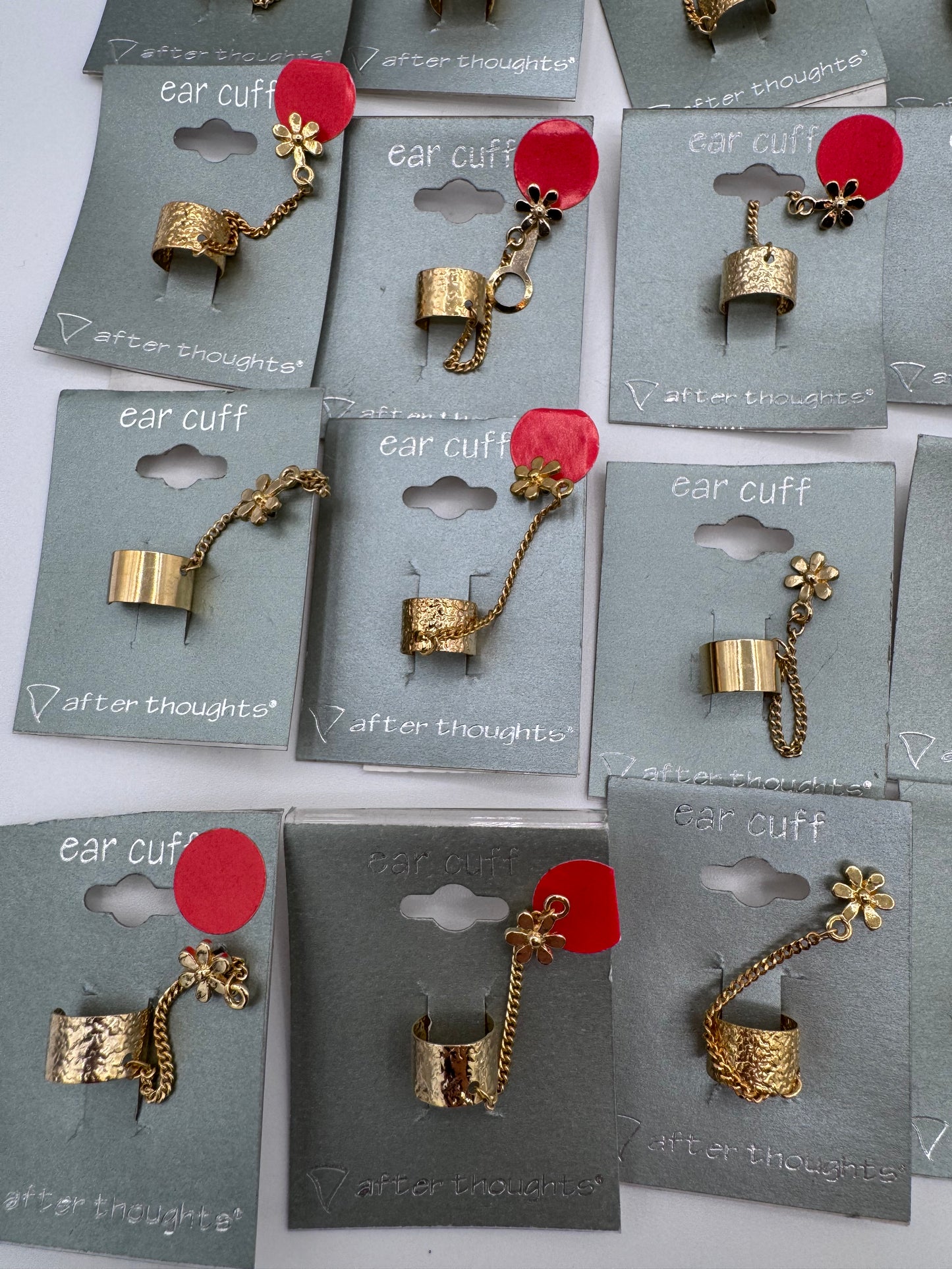Set of 37 Gold Ear Cuff and Chain Earrings Costume Jewelry Vintage After Thoughts