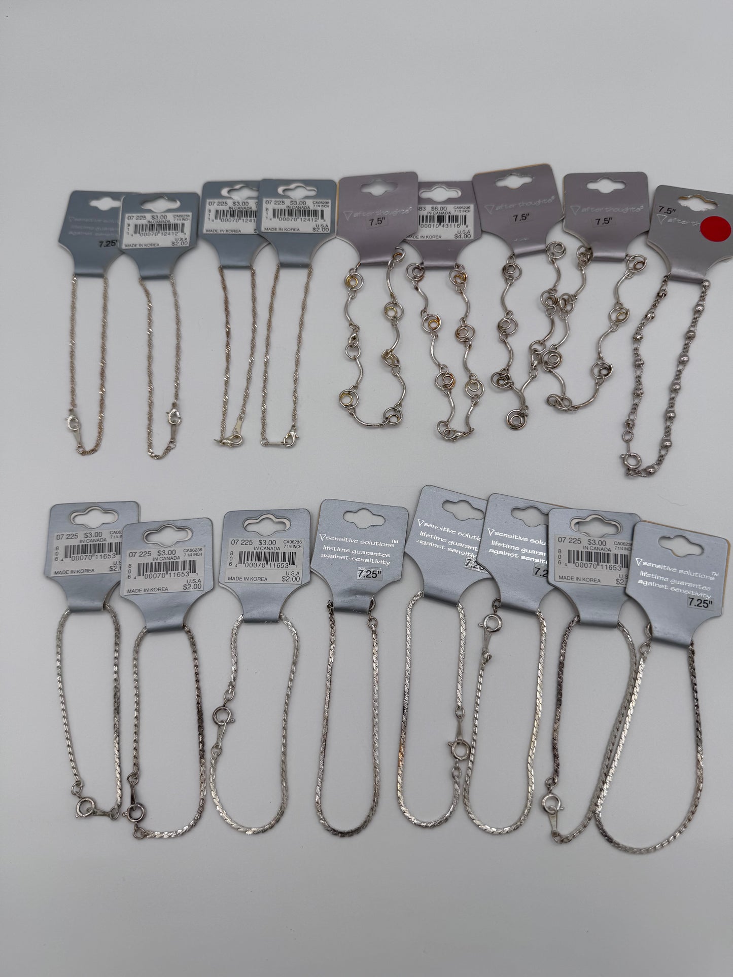 Set of 17 Chain Clasp Silver Bracelet Costume Jewelry Vintage After Thoughts