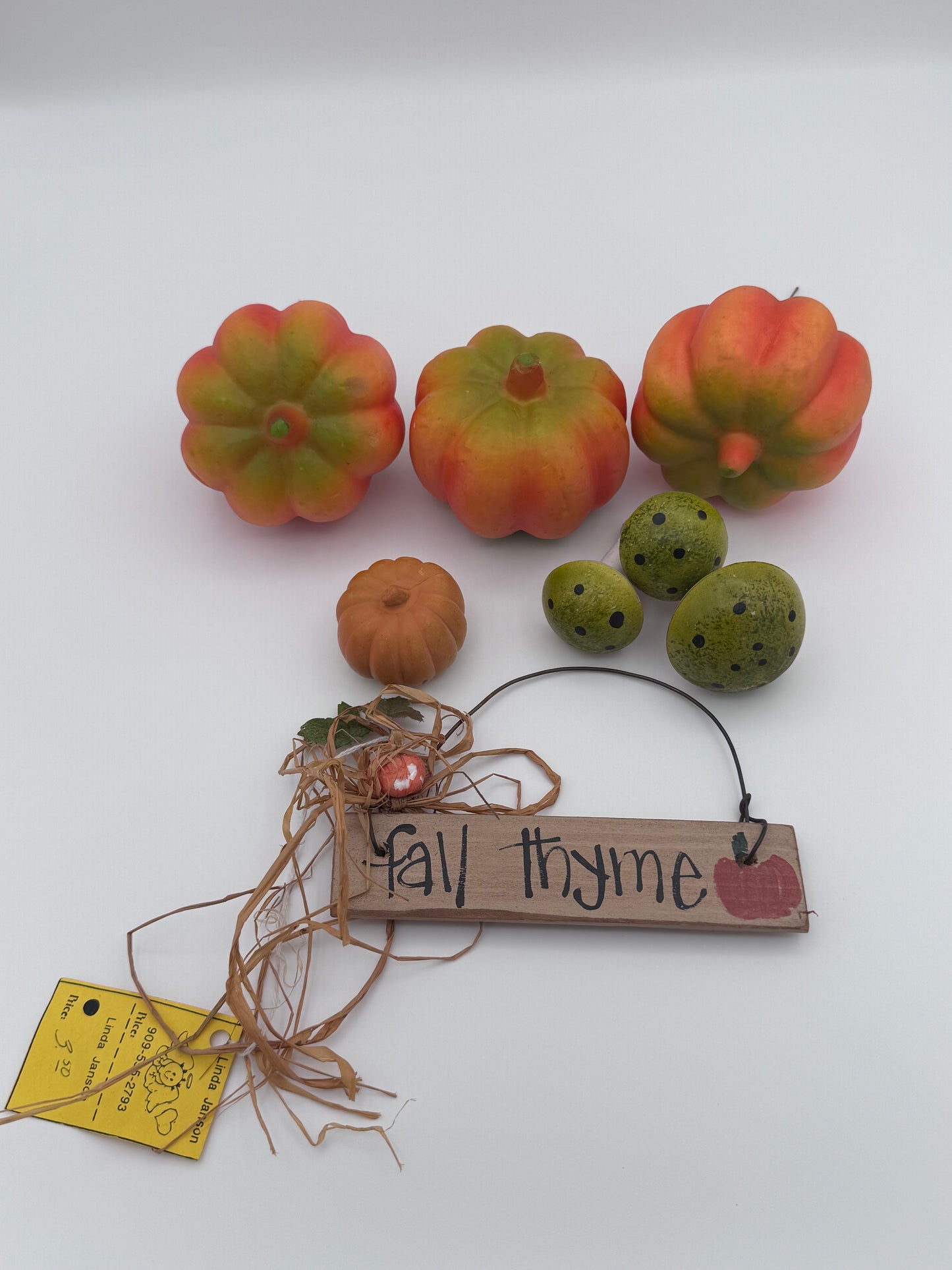 Fall Decor 6 Piece Set Pumpkins Fall Thyme Sign