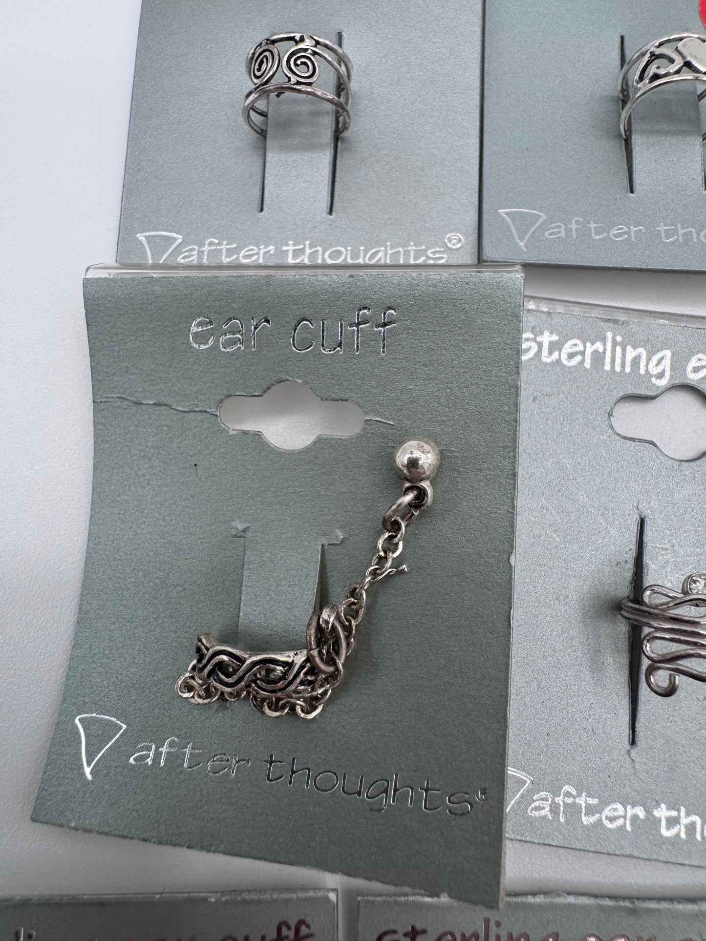 Set of 10 Silver Ear Cuff Earrings Costume Jewelry Vintage After Thoughts