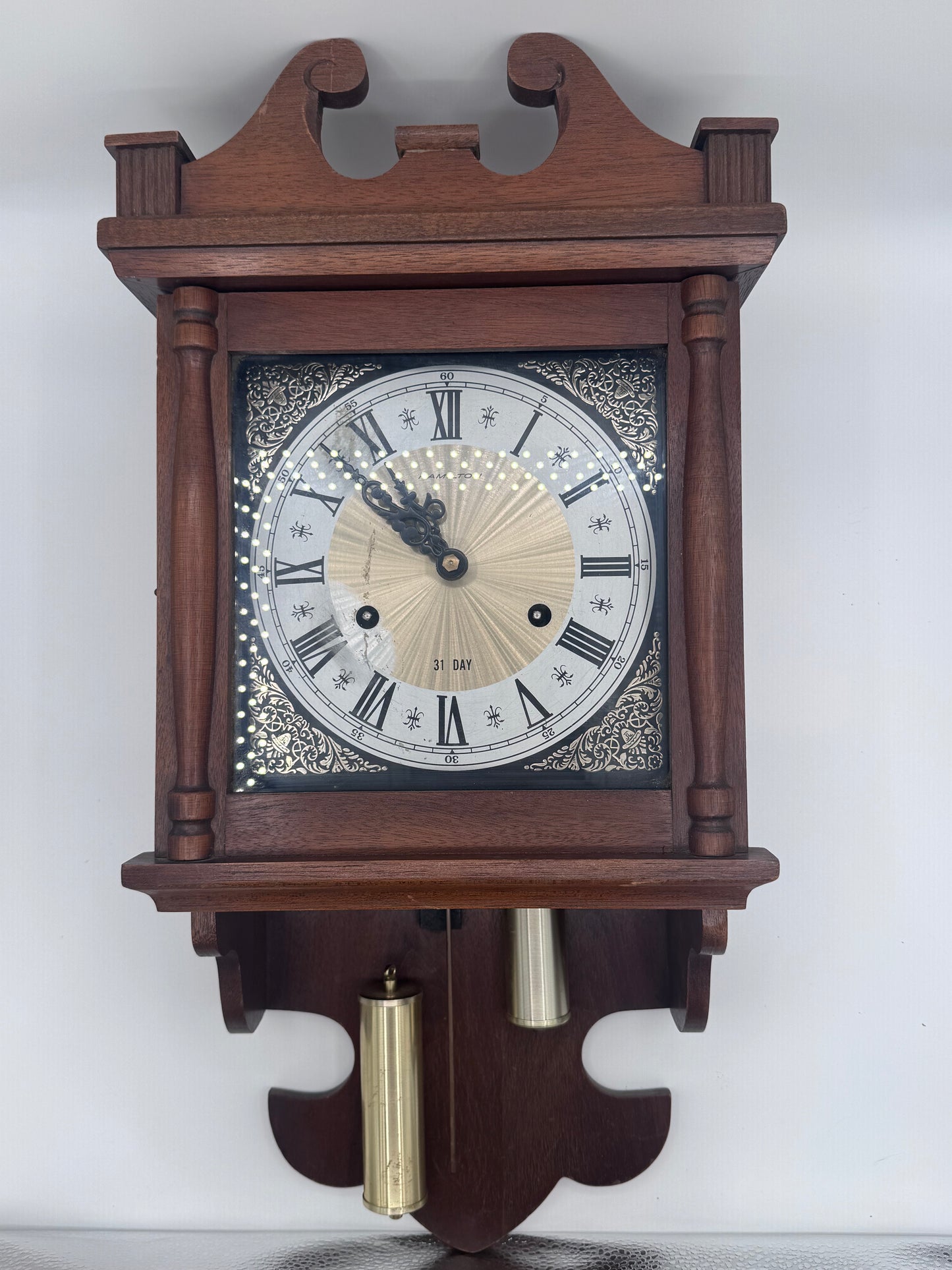 Hamilton 31 Day Walnut Antique Vintage Wall Clock- Not Tested