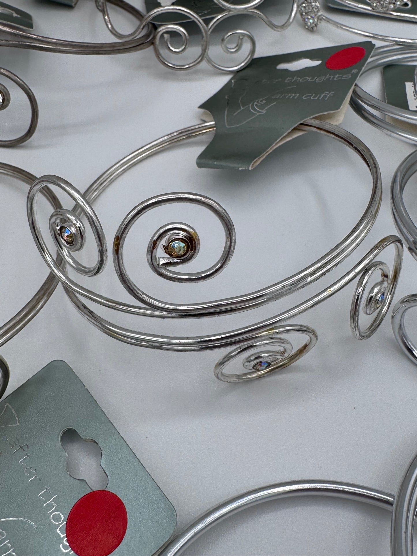 Set of 21 Silver Cuff Costume Jewelry Bracelet Arm Band Vintage After Thoughts