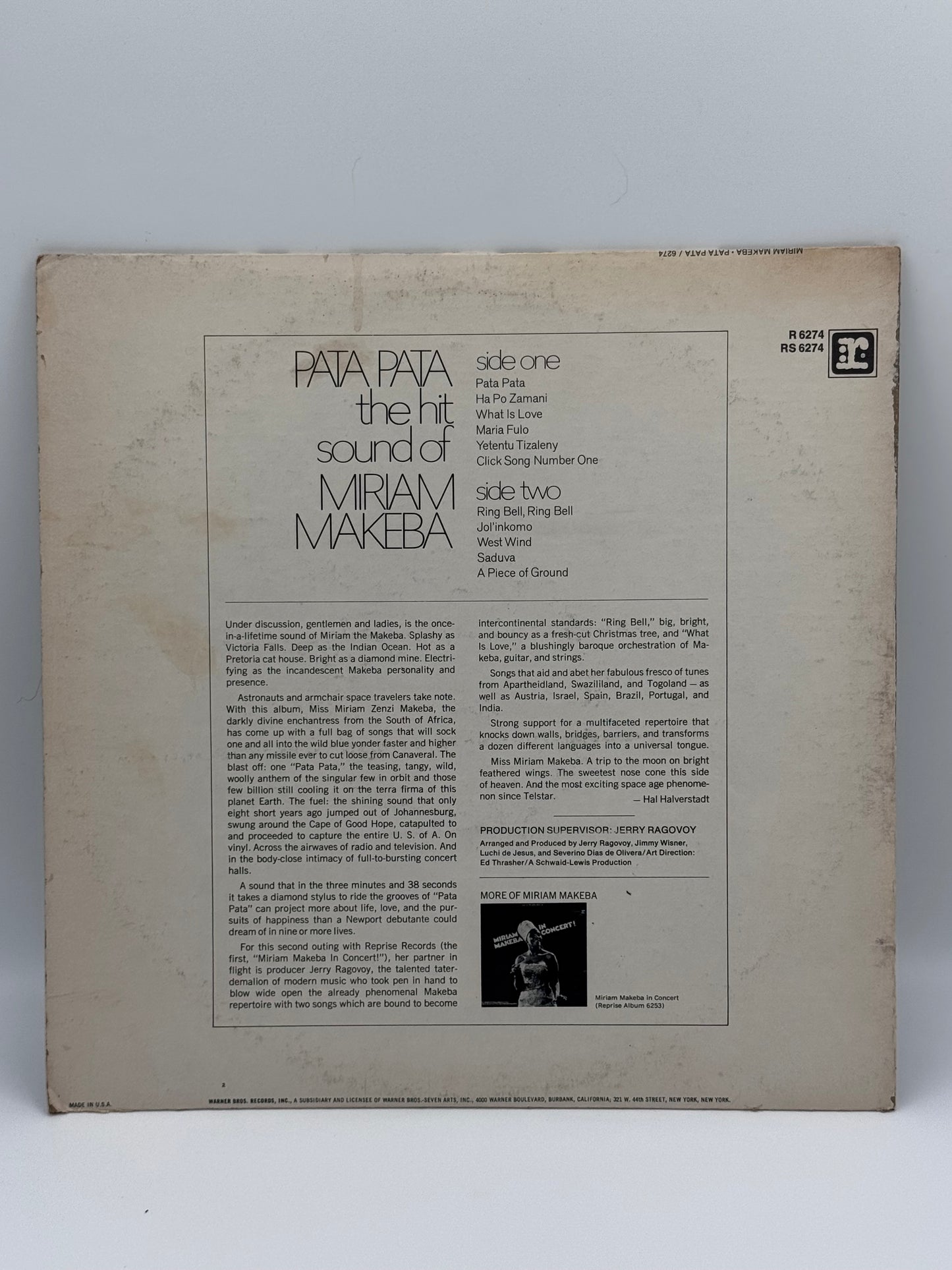 Pata Pata Miriam Makeba 1967 Vintage Vinyl Record
