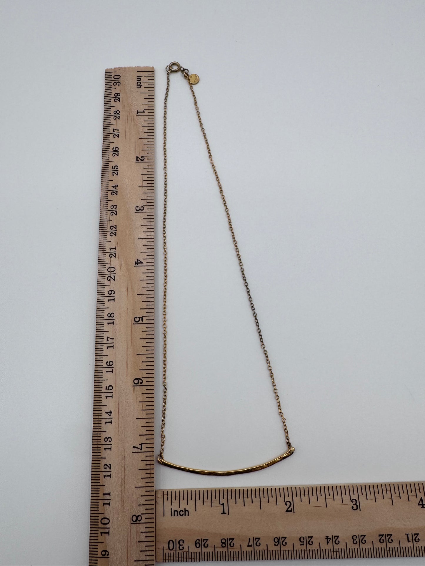 Gorjana Gold Plated Vintage Stick Curved Hammered Tanner Bar Necklace