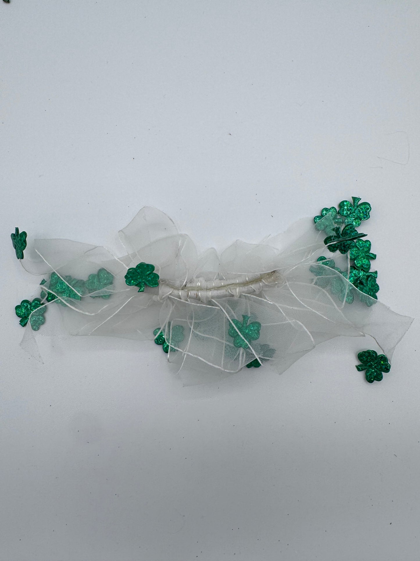 St Patrick’s Day Green and White Shamrock Handmade Vintage Decor