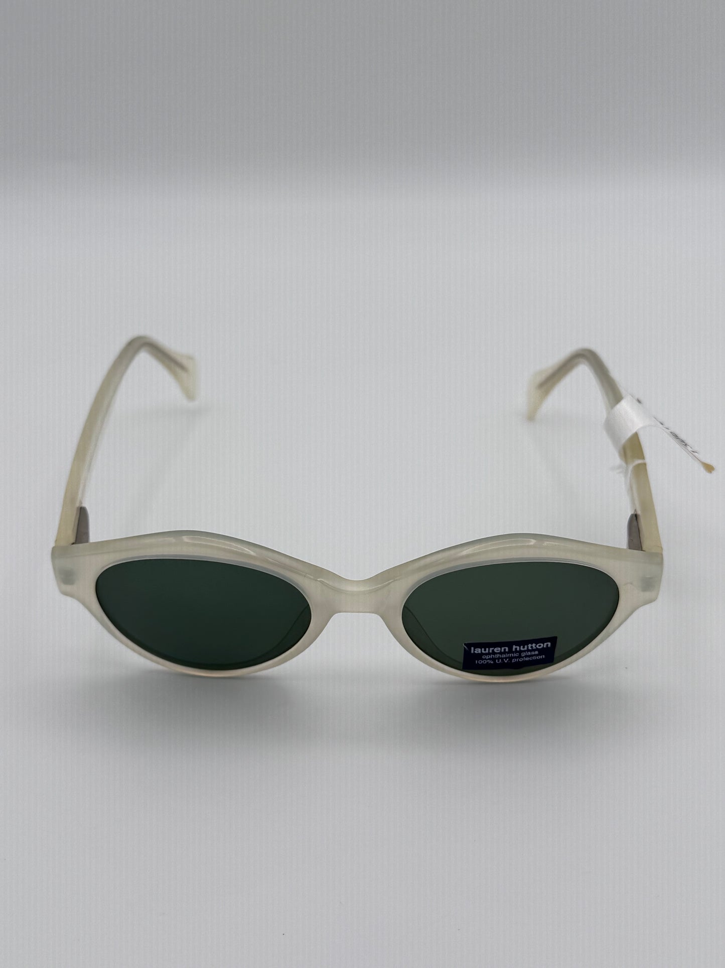 Lauren Hutton White Frame Retro Ophthalmic Glass 100% UV Protection Vintage Sunglasses