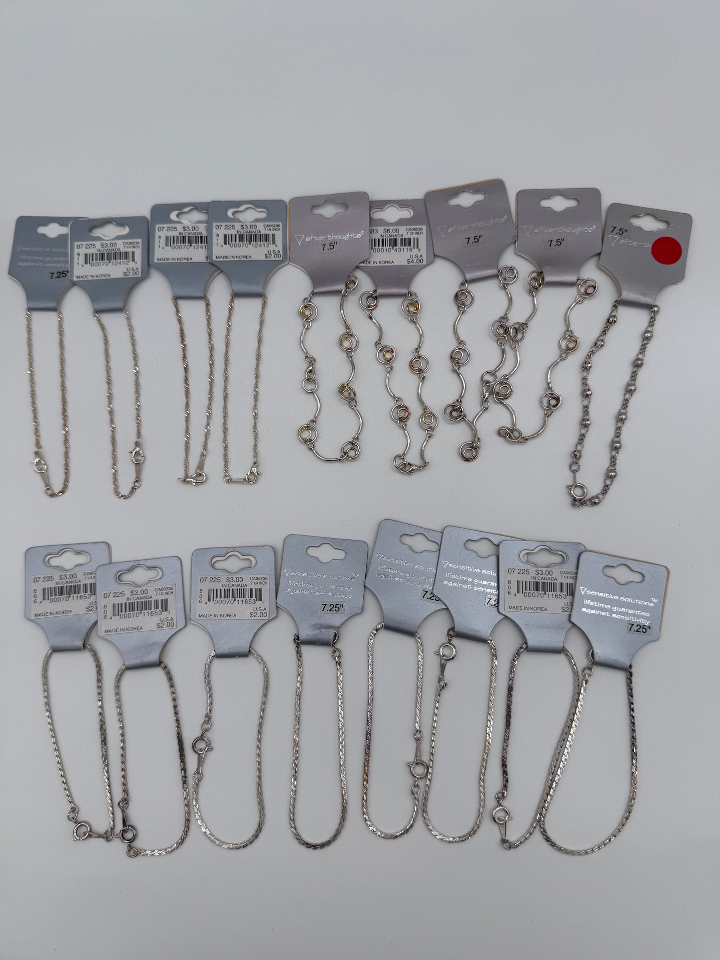 Set of 17 Chain Clasp Silver Bracelet Costume Jewelry Vintage After Thoughts