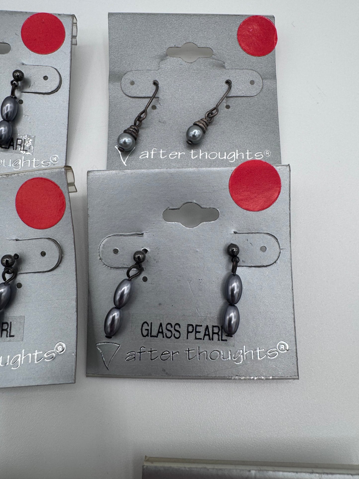 Set of 9 Pairs Glass Pearl Dangling Earrings Costume Jewelry Vintage After Thoughts