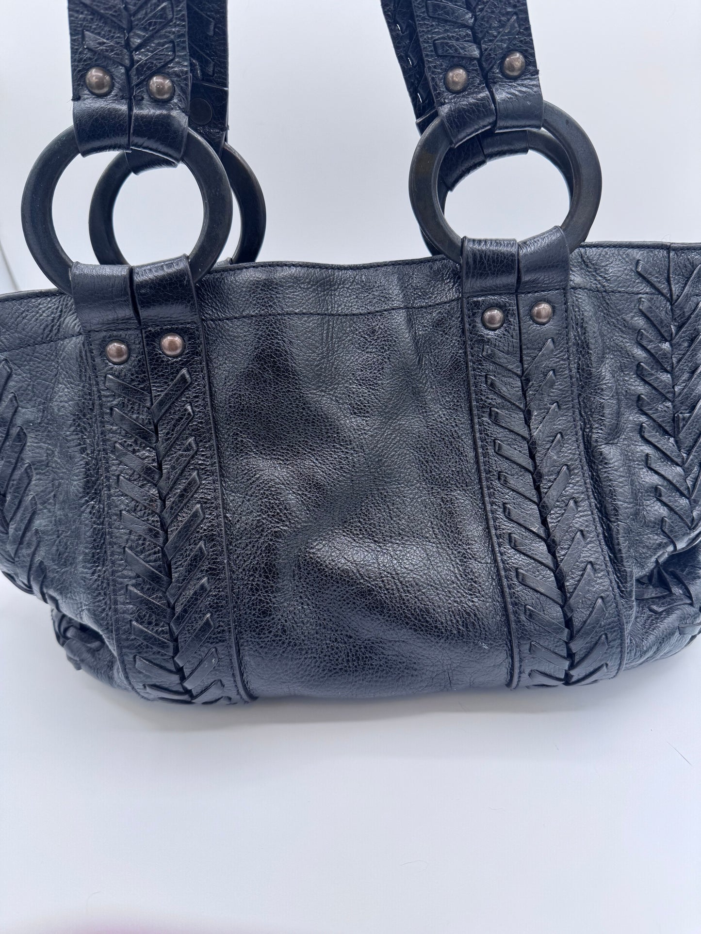 Jessica Simpson Black Leather Large Purse Handbag Tote