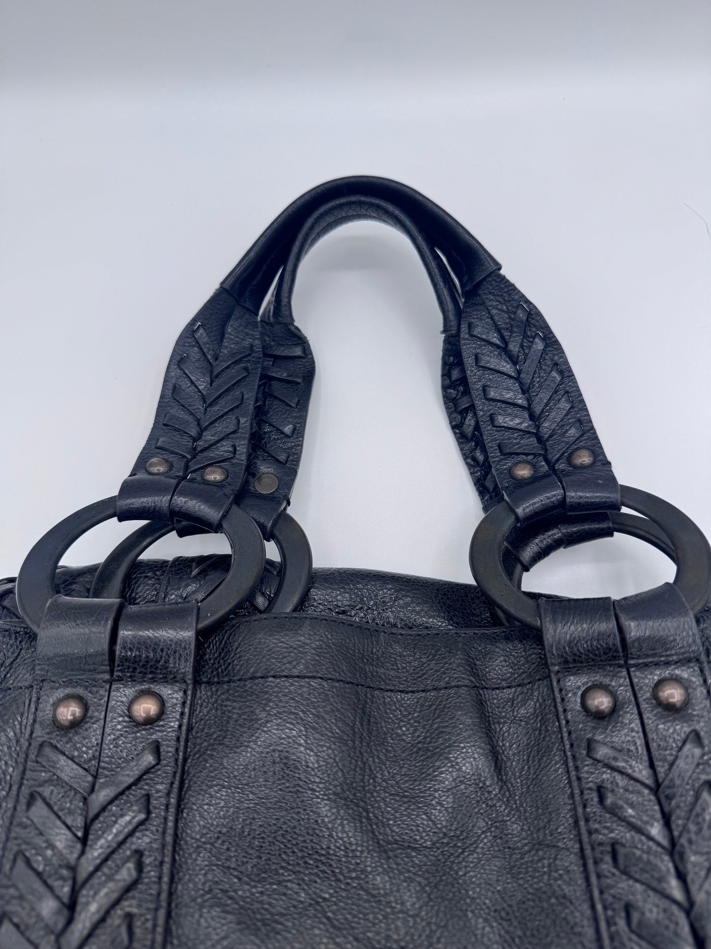 Jessica Simpson Black Leather Large Purse Handbag Tote