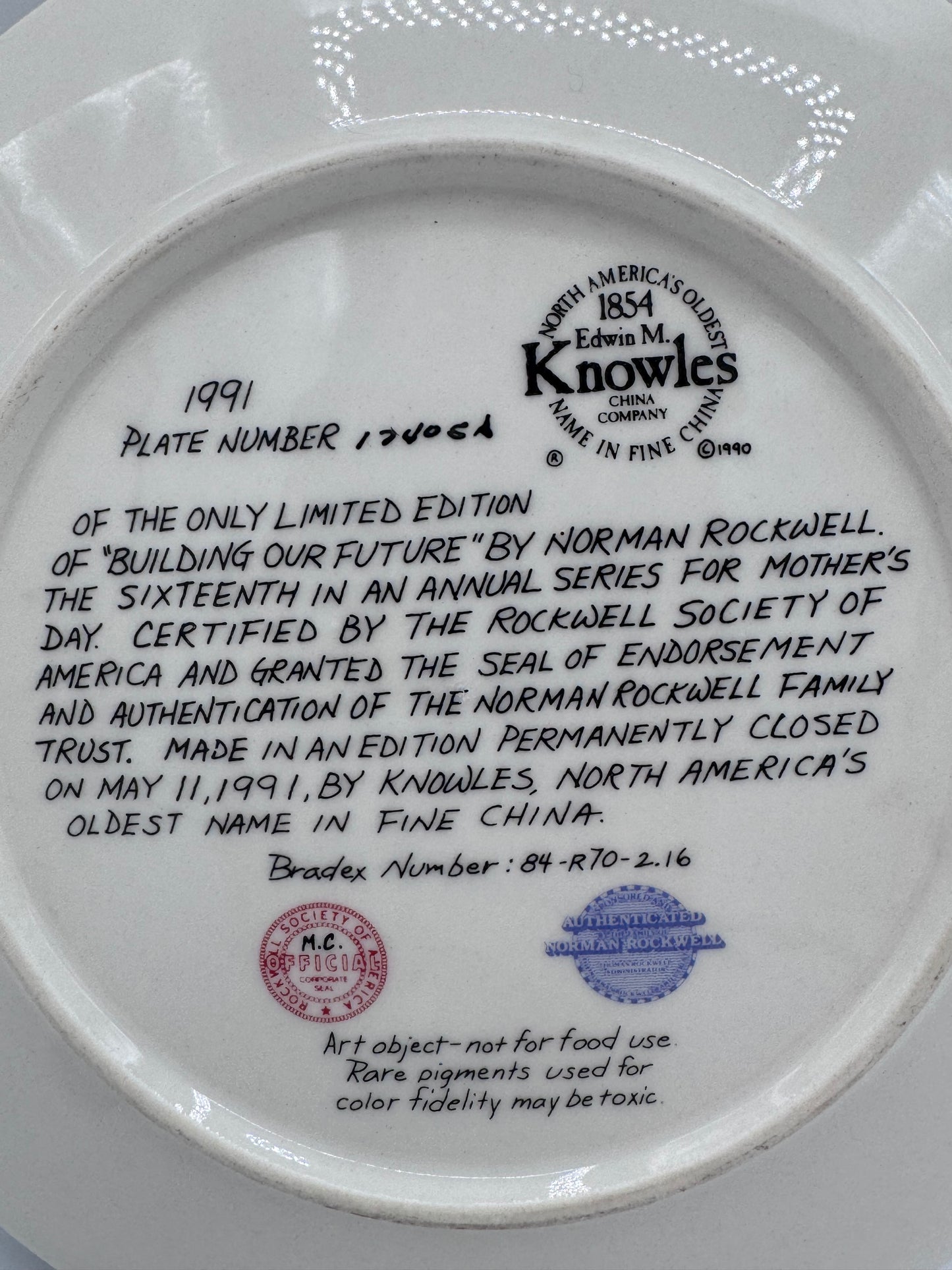Building Our Future 1991 Norman Rockwell Collector Plate