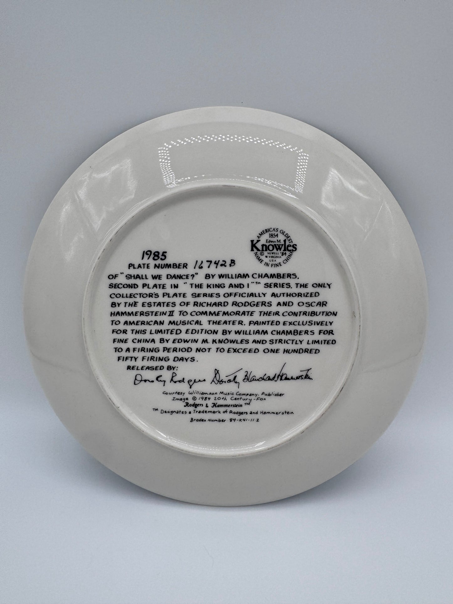 Shall We Dance? 1985 William Chambers Collector Plate