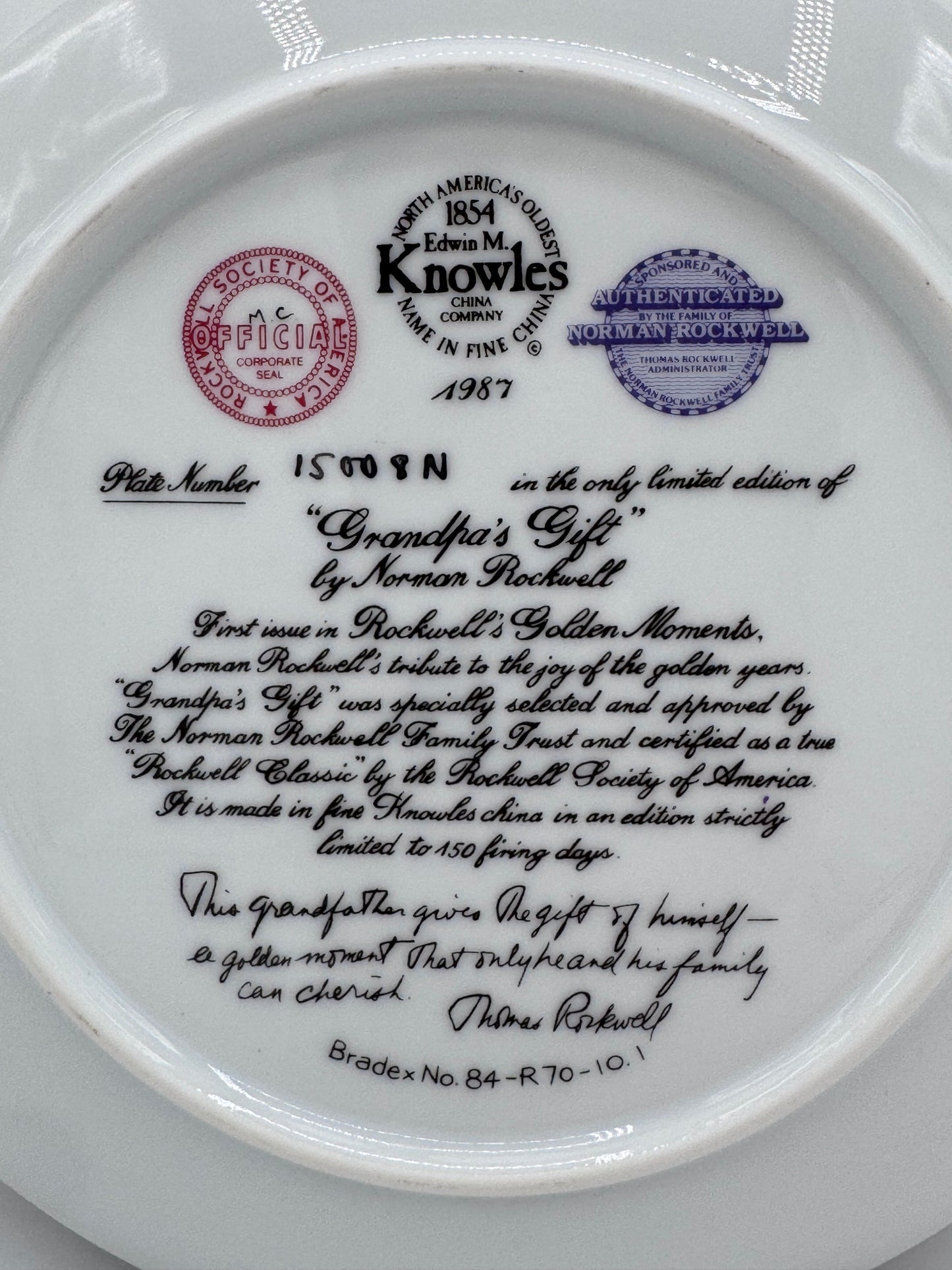 Grandpa’s Gift Norman Rockwell 1987 Collector Plate