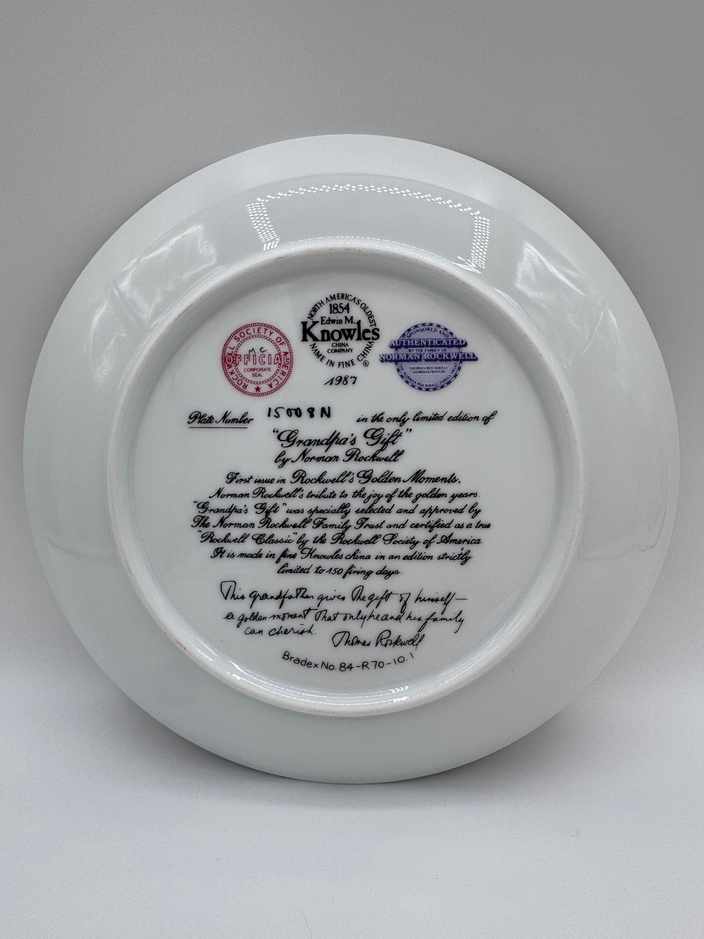 Grandpa’s Gift Norman Rockwell 1987 Collector Plate