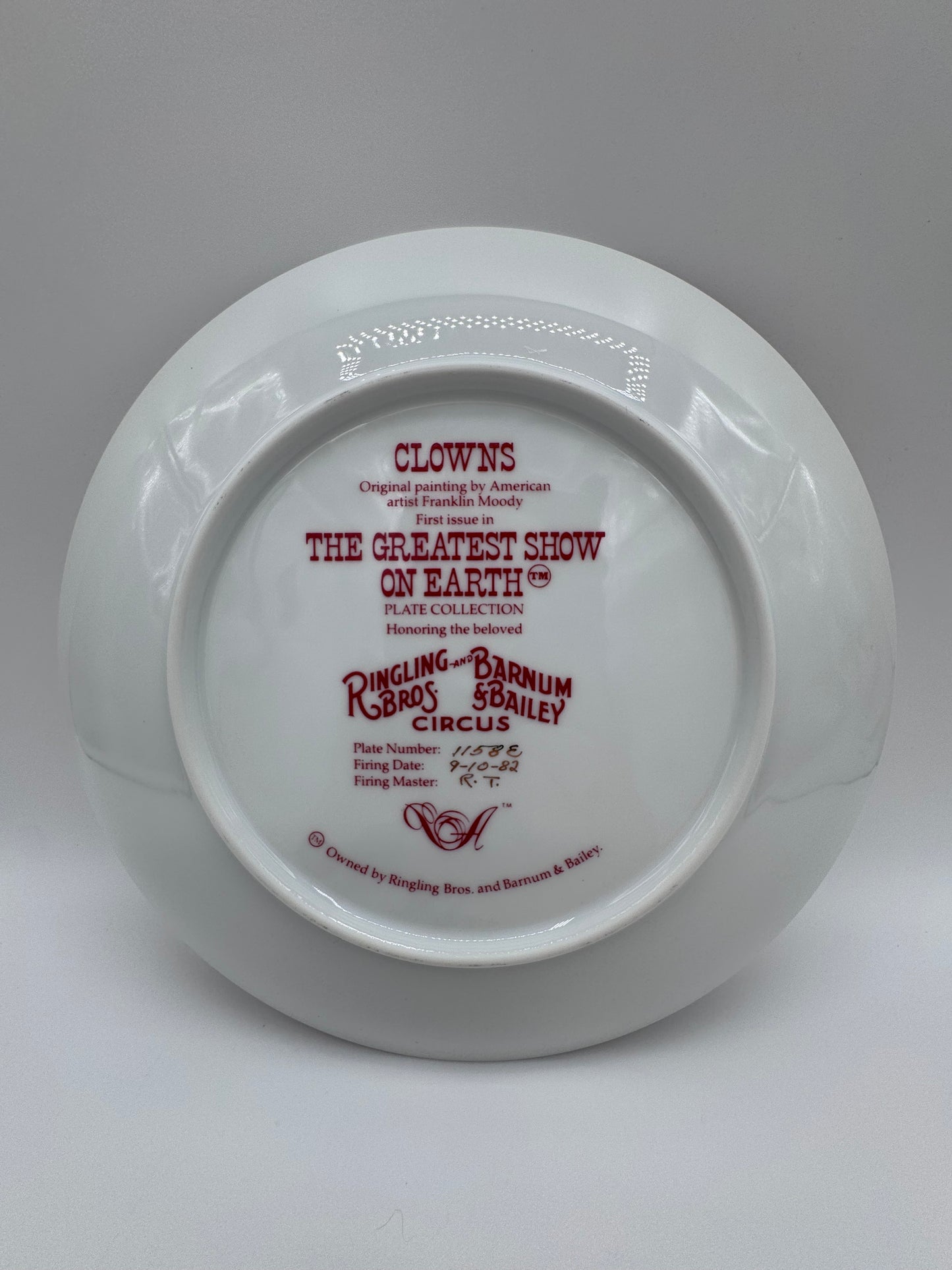 Clowns The Greatest Show On Earth 1982 Collector Plate