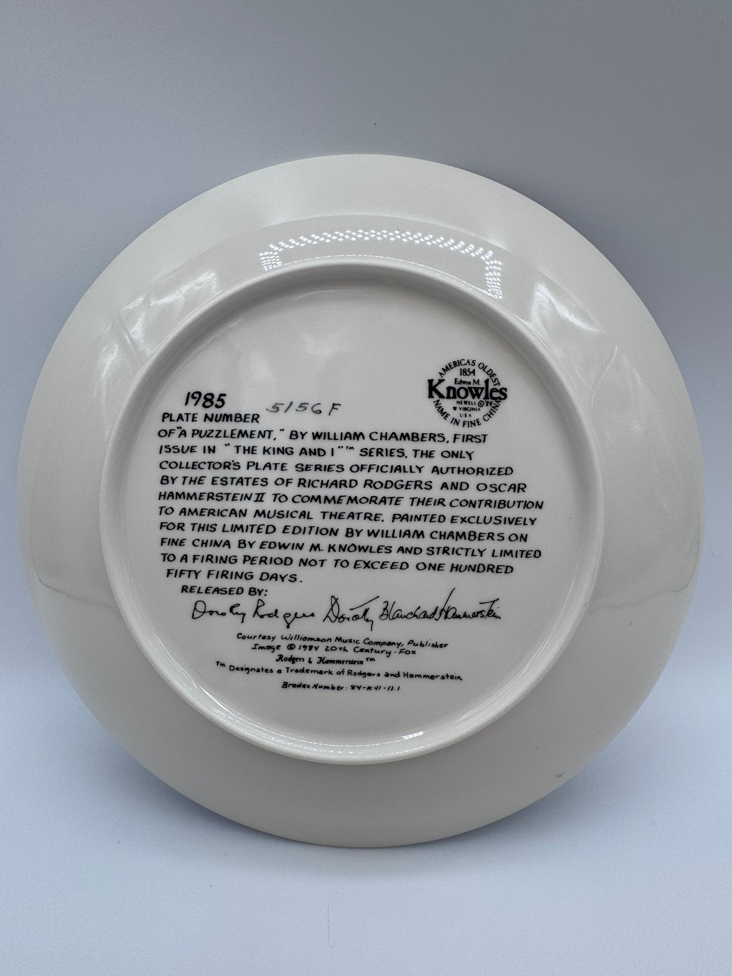 A Puzzlement 1985 William Chambers Collector Plate