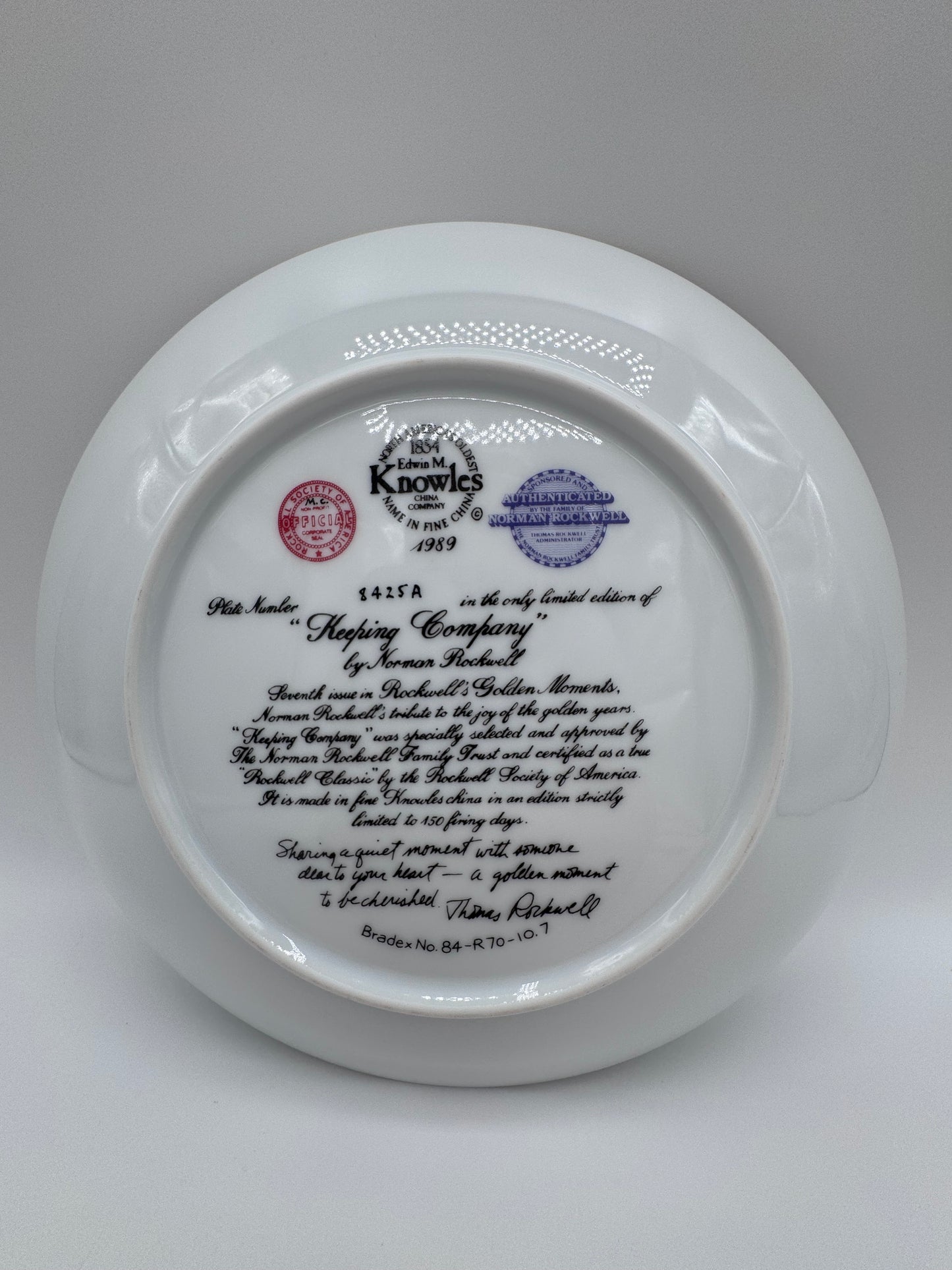 Keeping Company 1989 Norman Rockwell Collector Plate