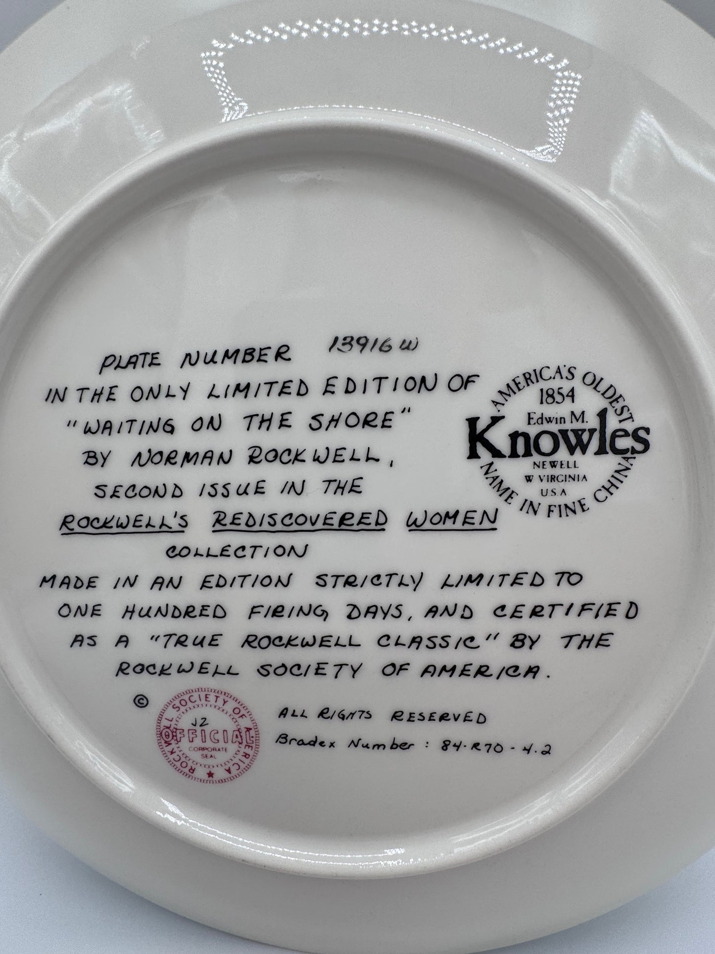 Waiting on the Shore 1982 Norman Rockwell Collector Plate