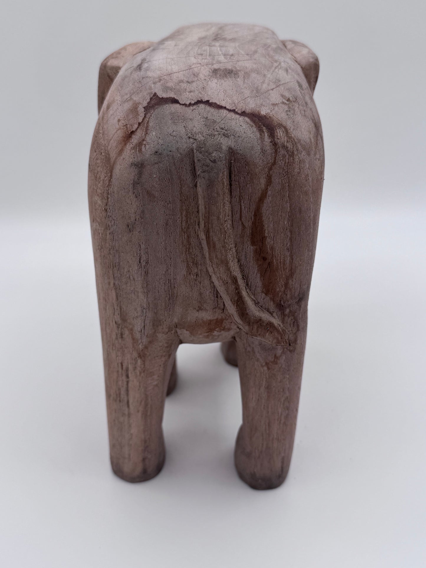 Antique Hand Carved Vintage Wood Elephant Figurine