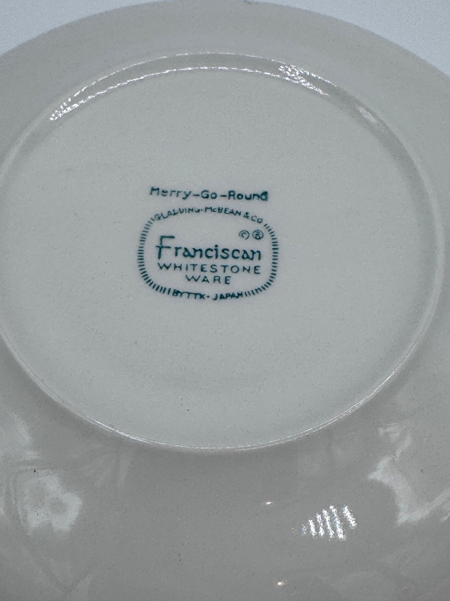 Franciscan Whitestone Ware Merry-Go-Round 4 Piece Plate Saucer Set