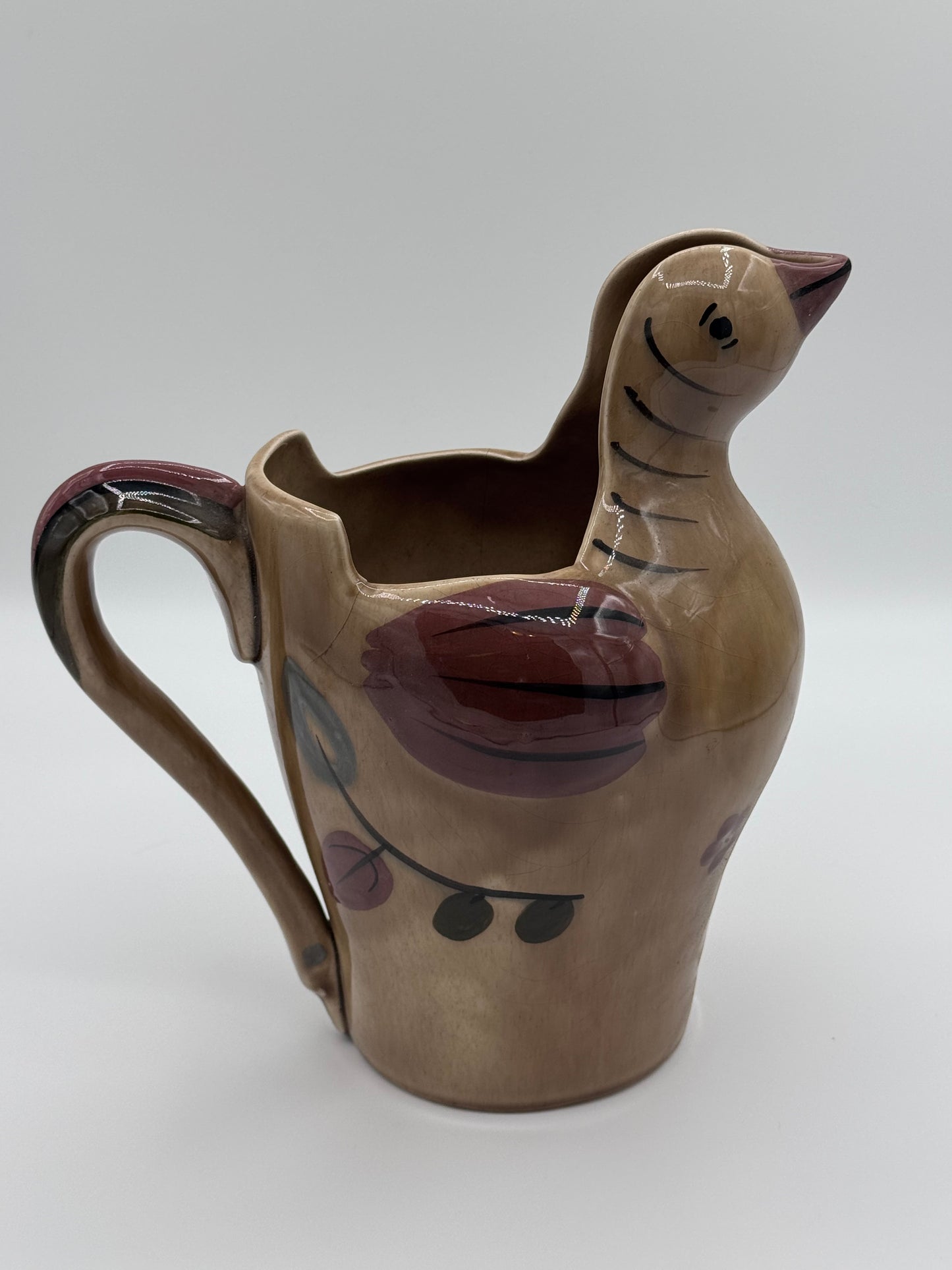 California Cleminson Vintage 1950’s Hand Painted Ceramic Pitcher Distlefink