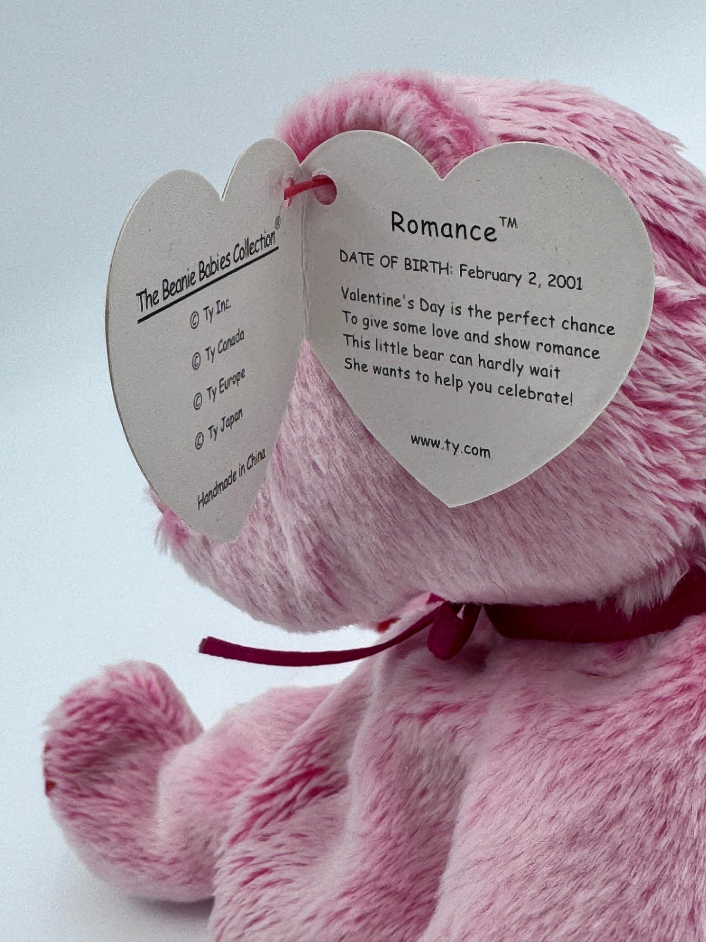 Beanie Baby TY - Romance Bear Hang Tag 9th Gen & Tush Tag 11th Gen