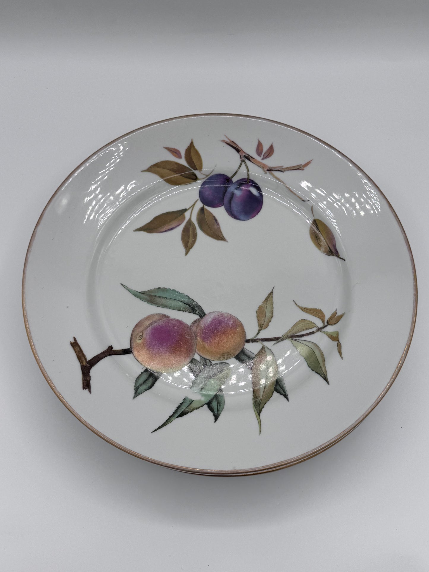 Eversham Gold By Royal Worcester 1961 Vintage Fine Porcelain Set of 12 Plates