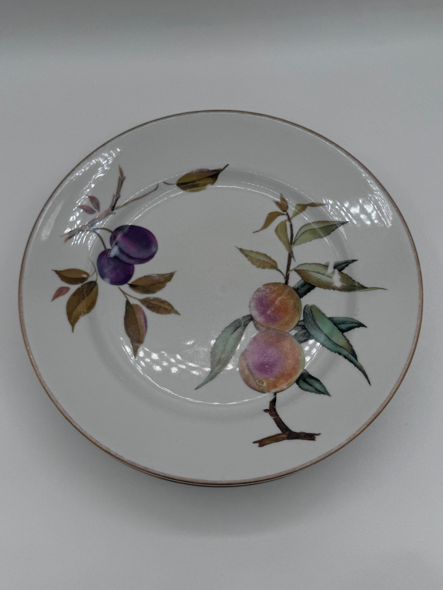 Eversham Gold By Royal Worcester 1961 Vintage Fine Porcelain Set of 12 Plates