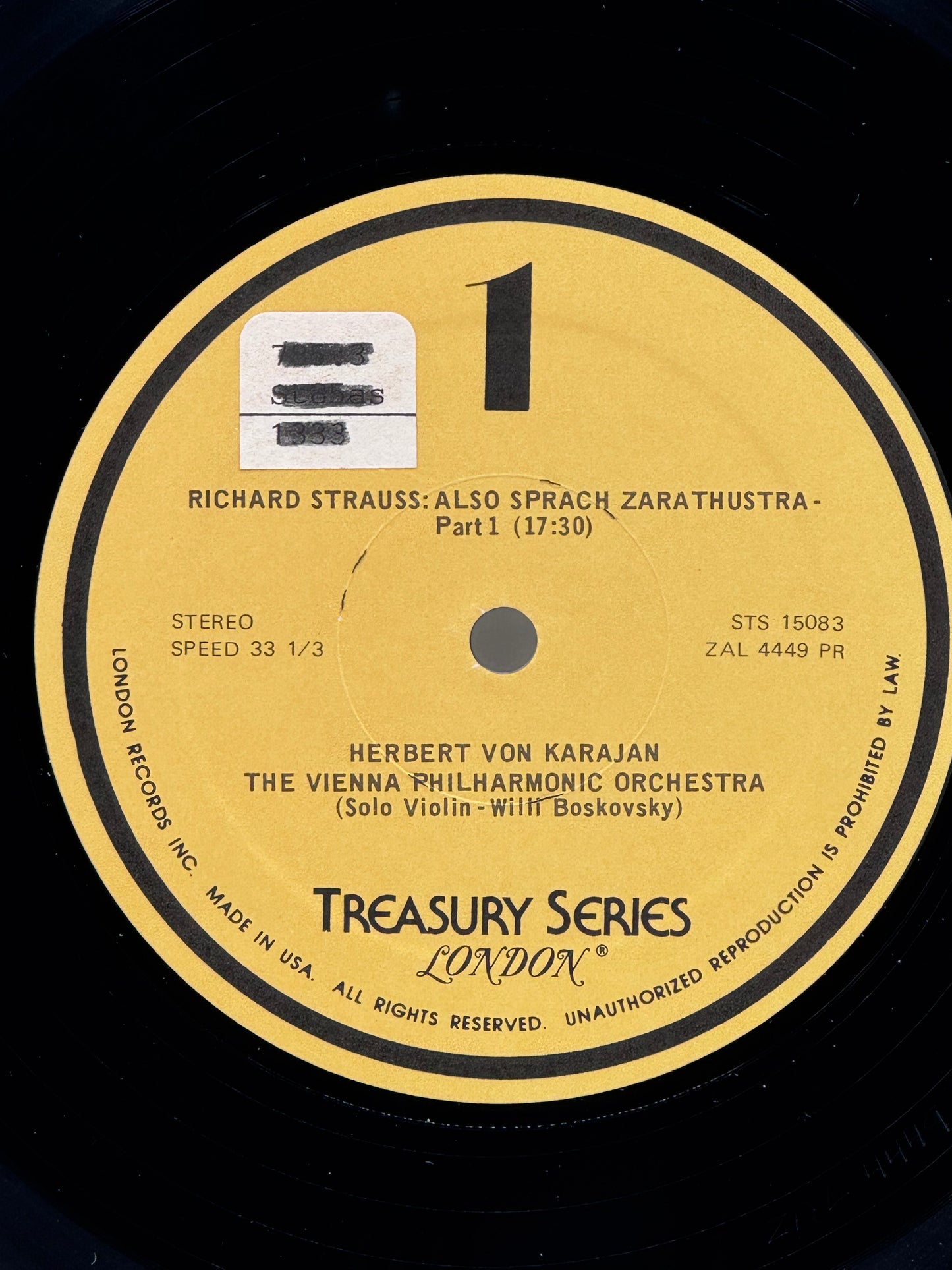 Strauss Also Sprach Zarathustra Vienna Philharmonic Orchestra OP 30 Vintage Vinyl Record 1959