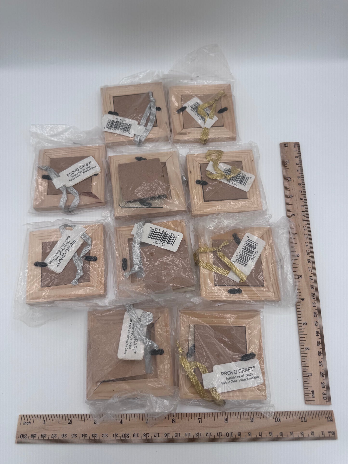 Set of 10 Small Vintage Wood Glass Craft Frames