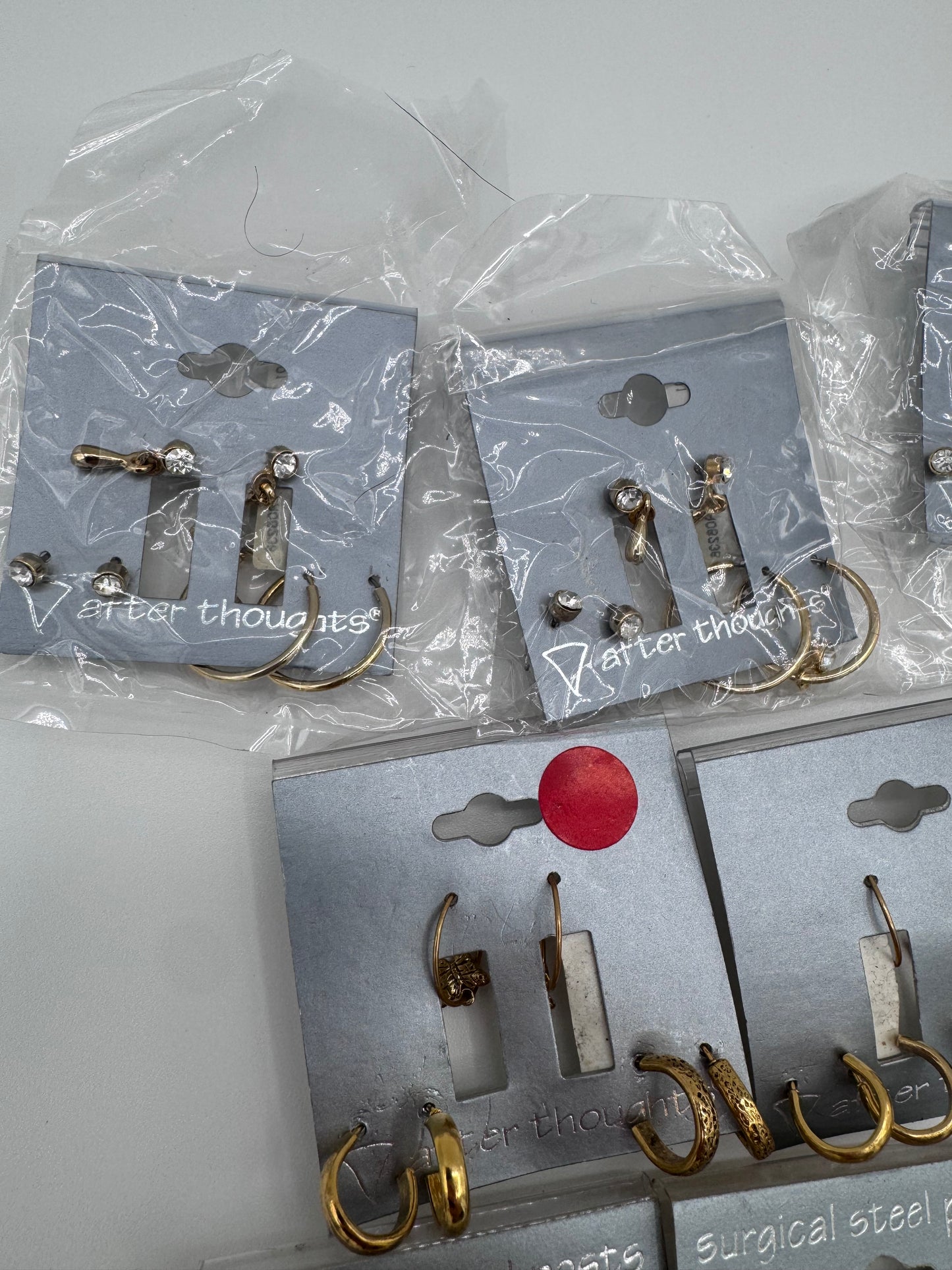 Set of 21 Small Gold Hoop Earrings Sets of 3 (63 Pairs) Costume Jewelry Vintage After Thoughts