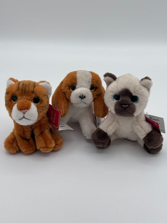 Yomiko Classics Vintage Set of 3 Animal Keychains- Tabby, Basset Hound & Siamese