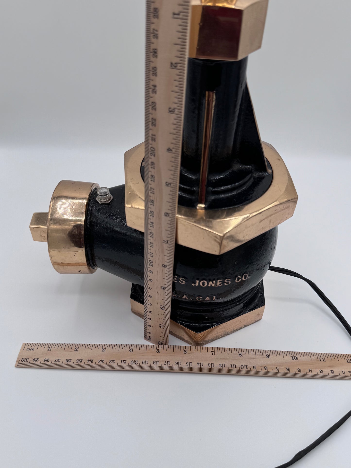 Real Fire Hydrant Black and Gold Cast Iron James Jones Co Handmade Lamp