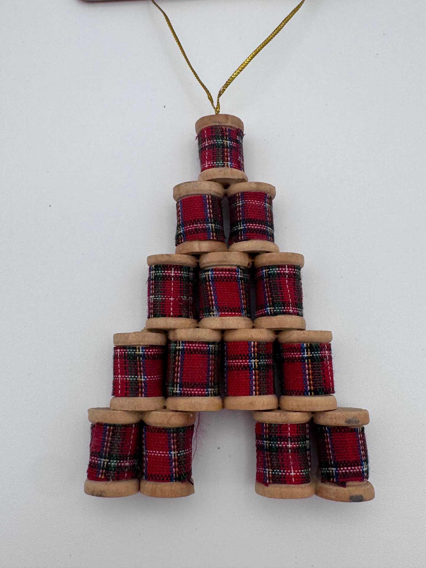 Sewing Spools Red Santa’s Workshop Christmas Vintage Ornament