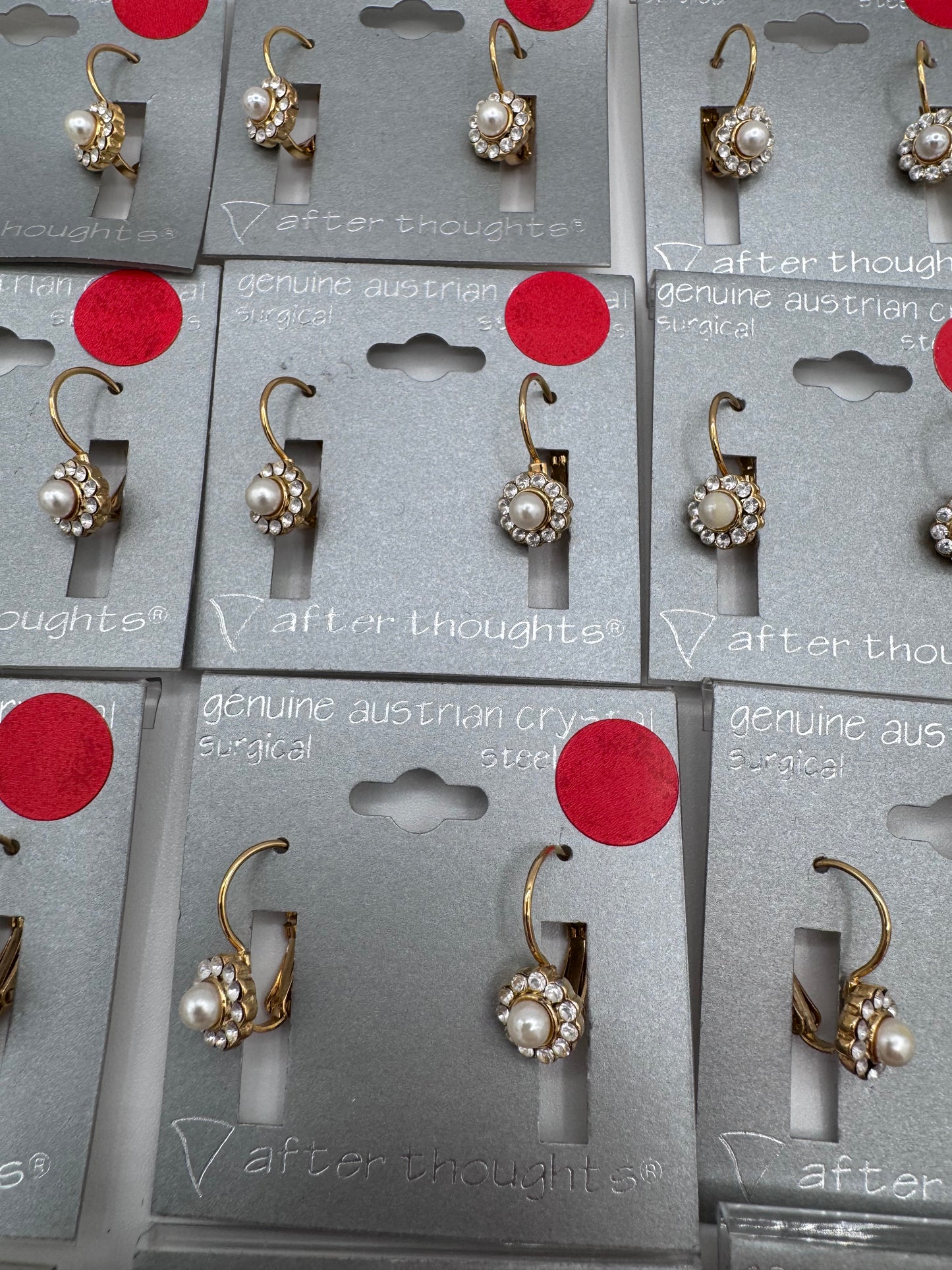 Set of 13 Pairs of Genuine Austrian Crystal Gold Flower Earrings Costume Jewelry Vintage After Thoughts