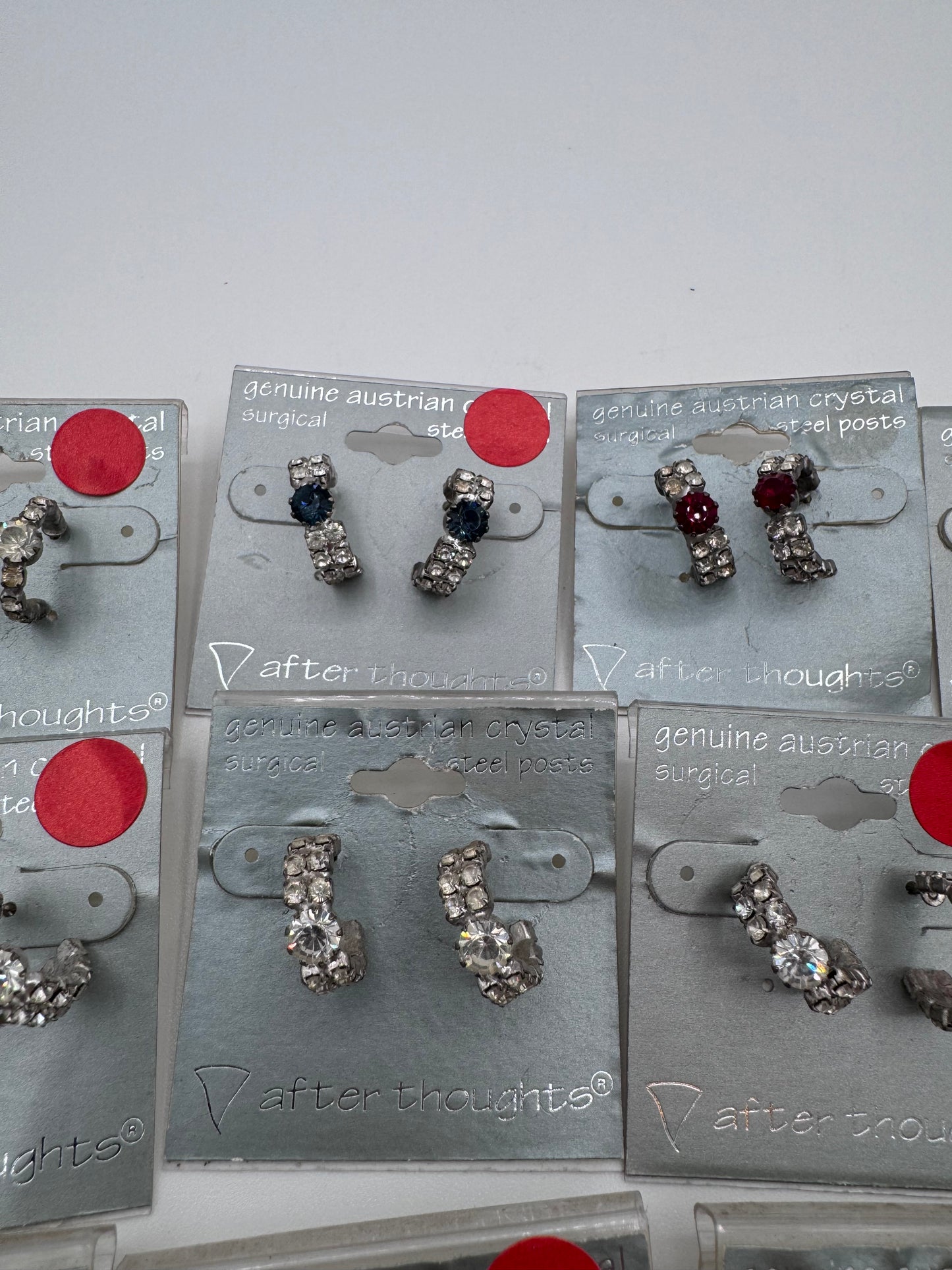 Set of 16 Pairs of Genuine Austrian Crystal Hoop Mixed Earrings Costume Jewelry Vintage After Thoughts