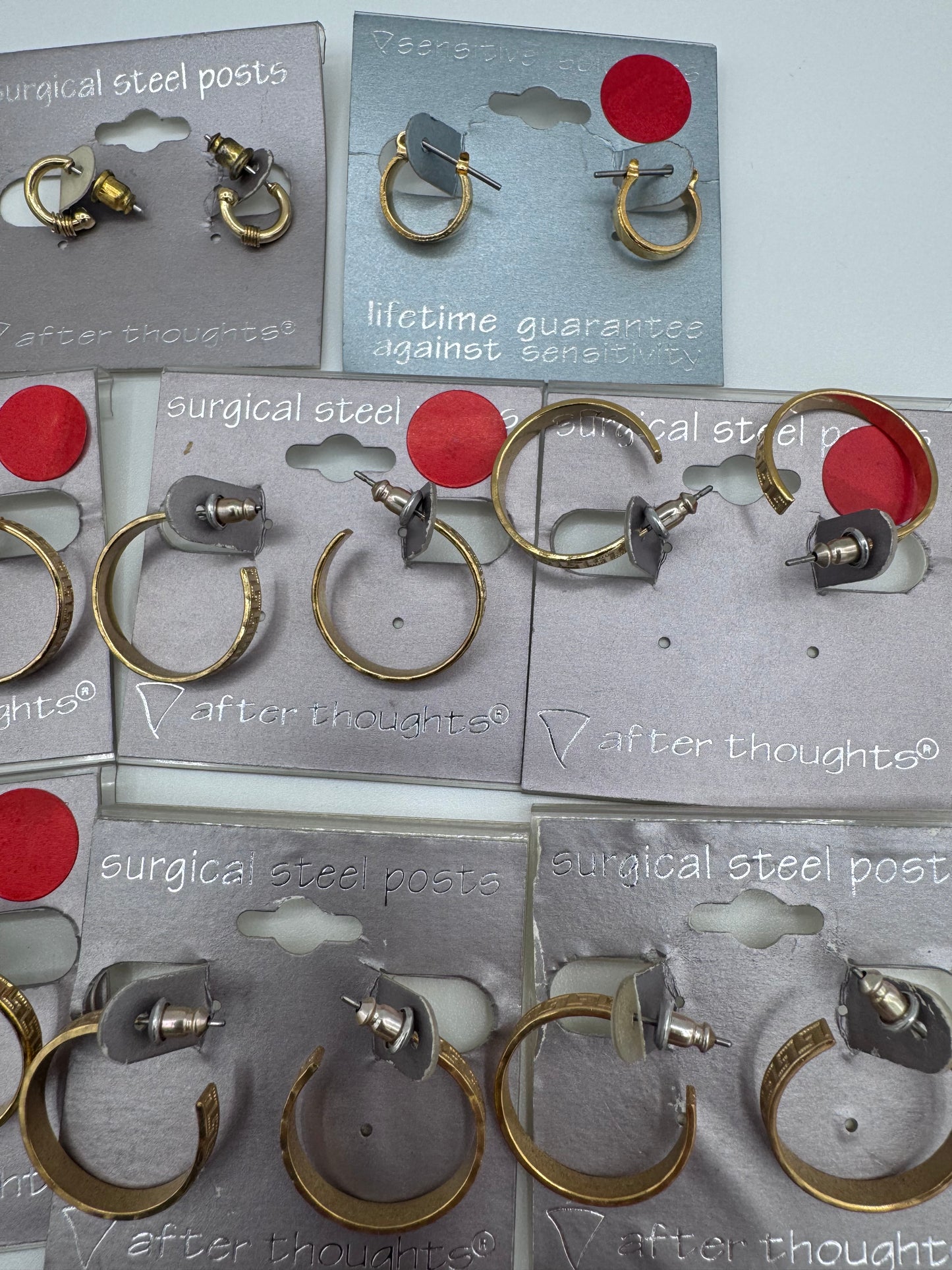 Set of 35 Mixed Gold Hoop Earrings Pairs Costume Jewelry Vintage After Thoughts