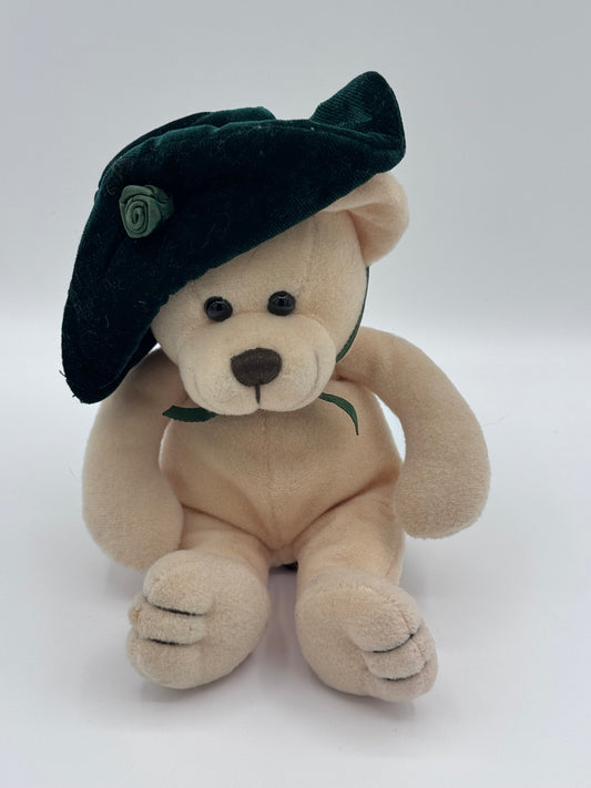 TC Dawson Beige Vintage Teddy Bear by Fiesta Lassies Green Hat