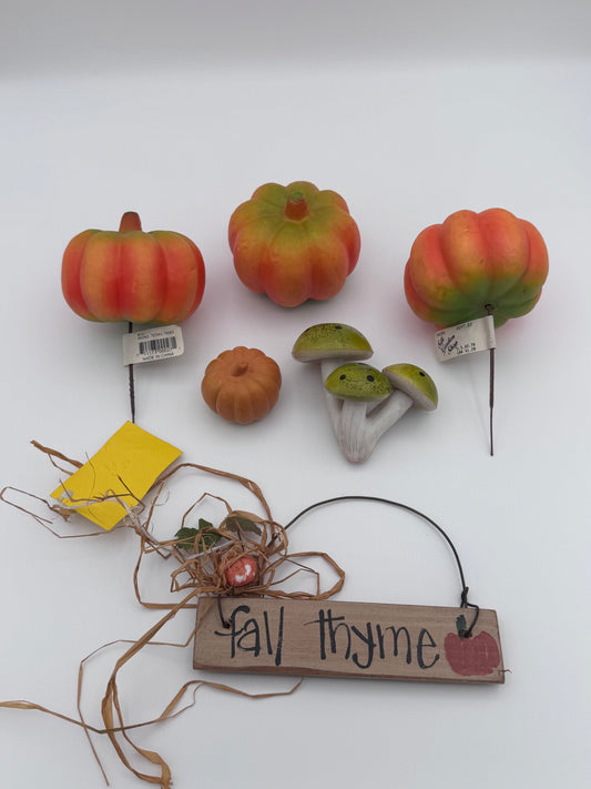 Fall Decor 6 Piece Set Pumpkins Fall Thyme Sign