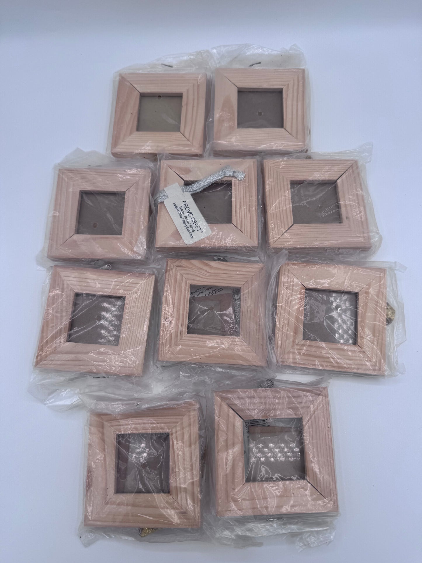 Set of 10 Small Vintage Wood Glass Craft Frames