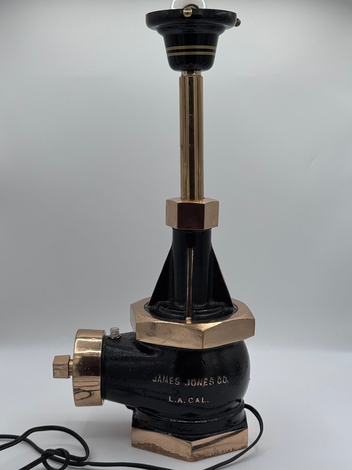 Real Fire Hydrant Black and Gold Cast Iron James Jones Co Handmade Lamp