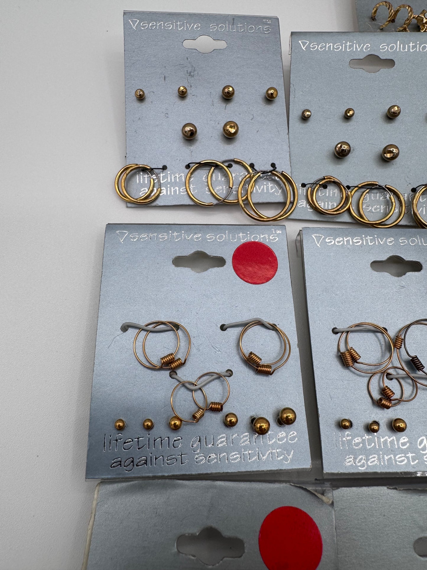 Set of 13 Small Gold Earrings Sets of 6 (78 Pairs) Costume Jewelry Vintage After Thoughts
