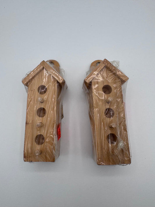 Set of 2 Wood Blank Small Tall Bird Houses