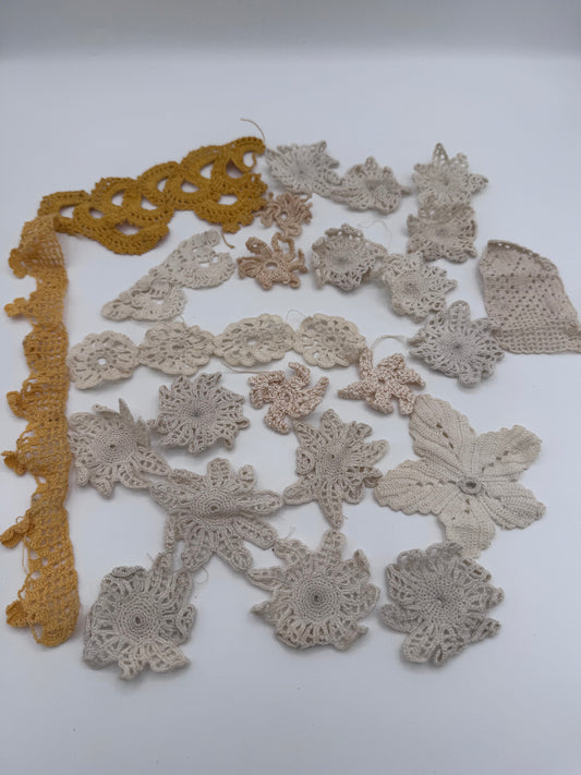 Set of Knitted Handmade Vintage Patches Sew-On Appliques