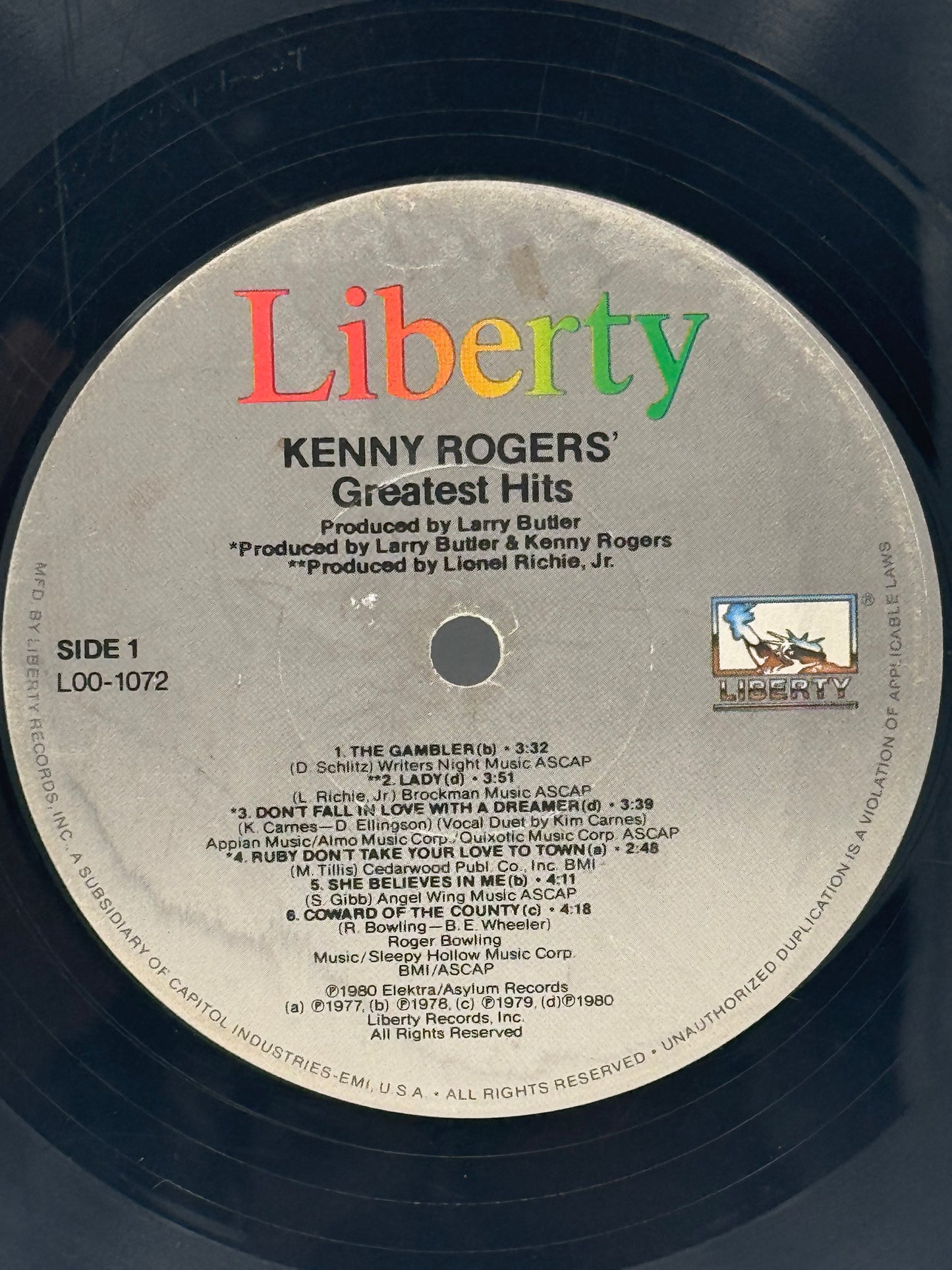 Kenny Rogers Greatest Hits 1980 Vintage Vinyl Record
