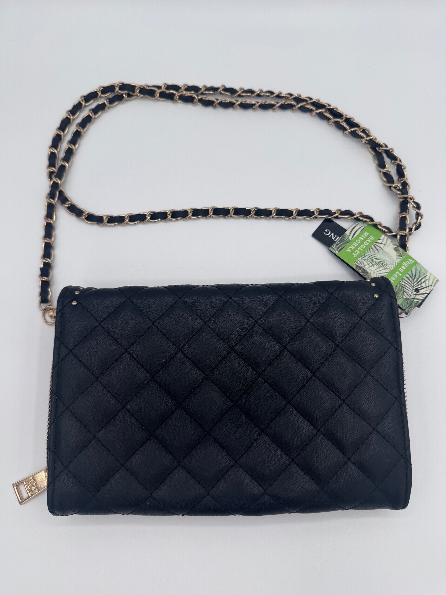 Badgley Mischka Black Quilted Crossbody Wallet Bag Purse
