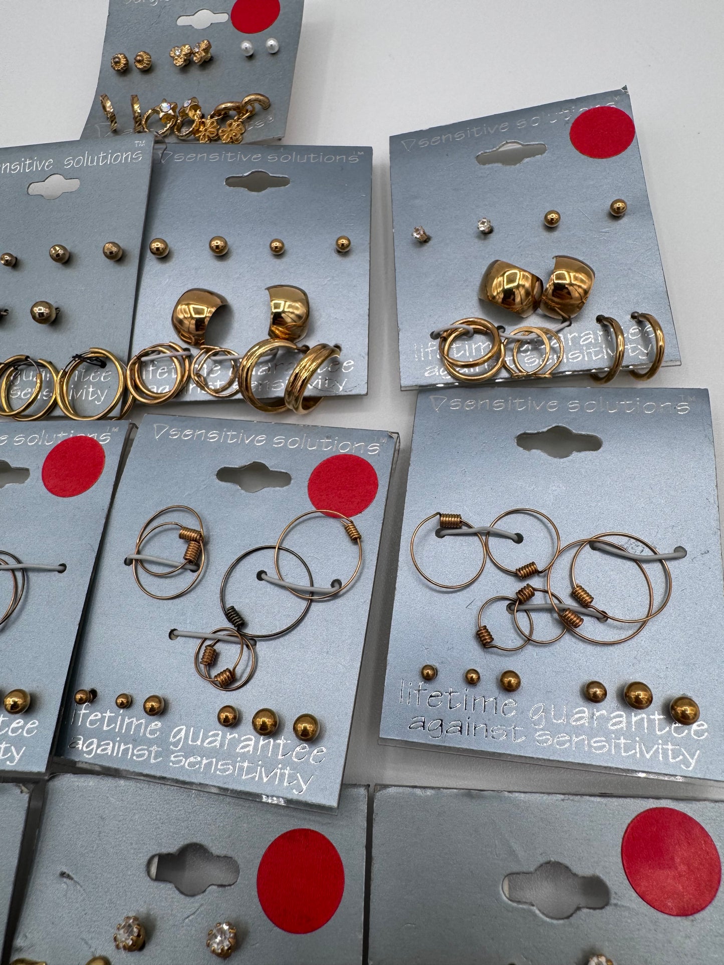 Set of 13 Small Gold Earrings Sets of 6 (78 Pairs) Costume Jewelry Vintage After Thoughts