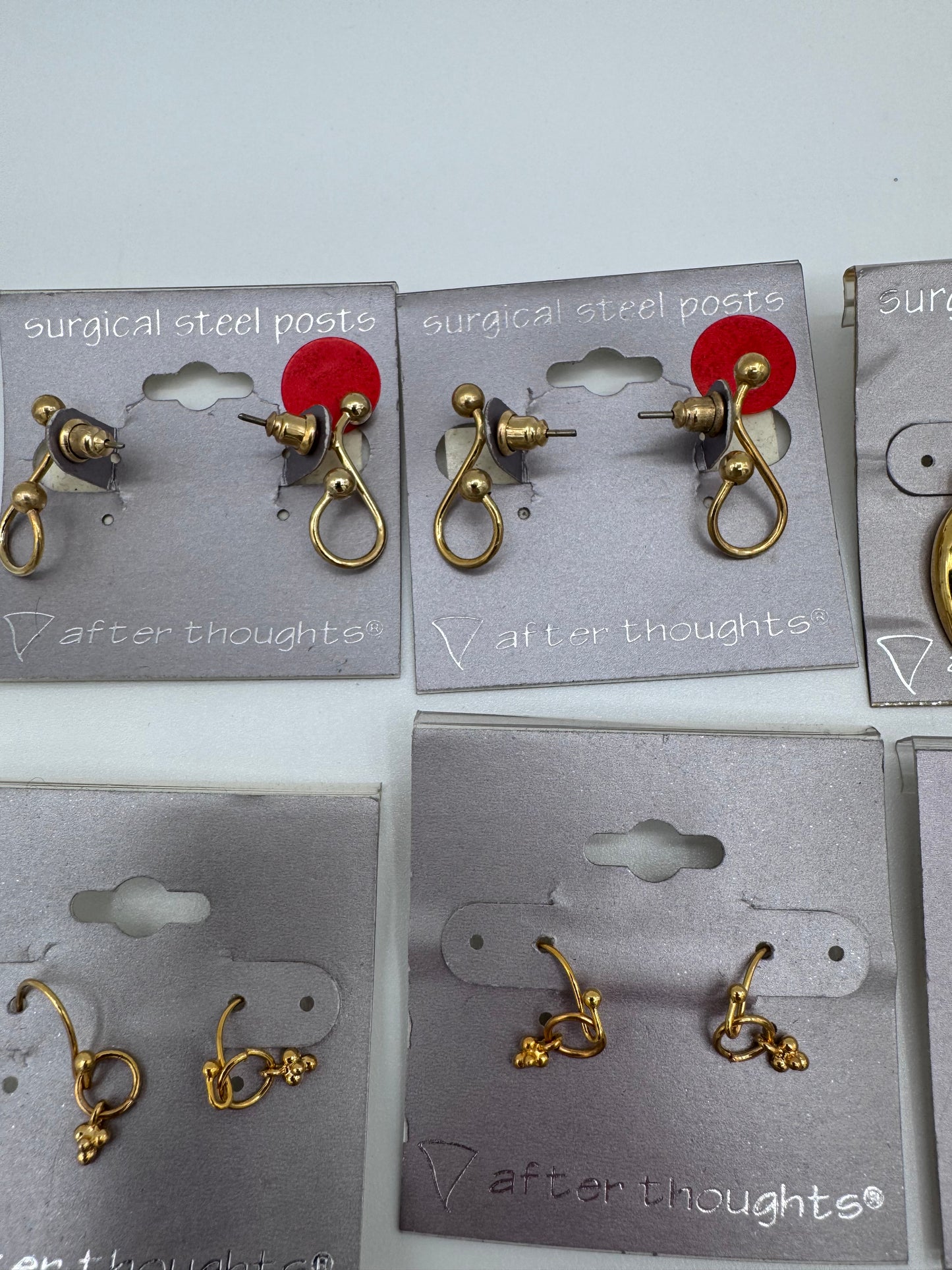Set of 21 Pairs of Gold Dangle Earrings Costume Jewelry Vintage After Thoughts
