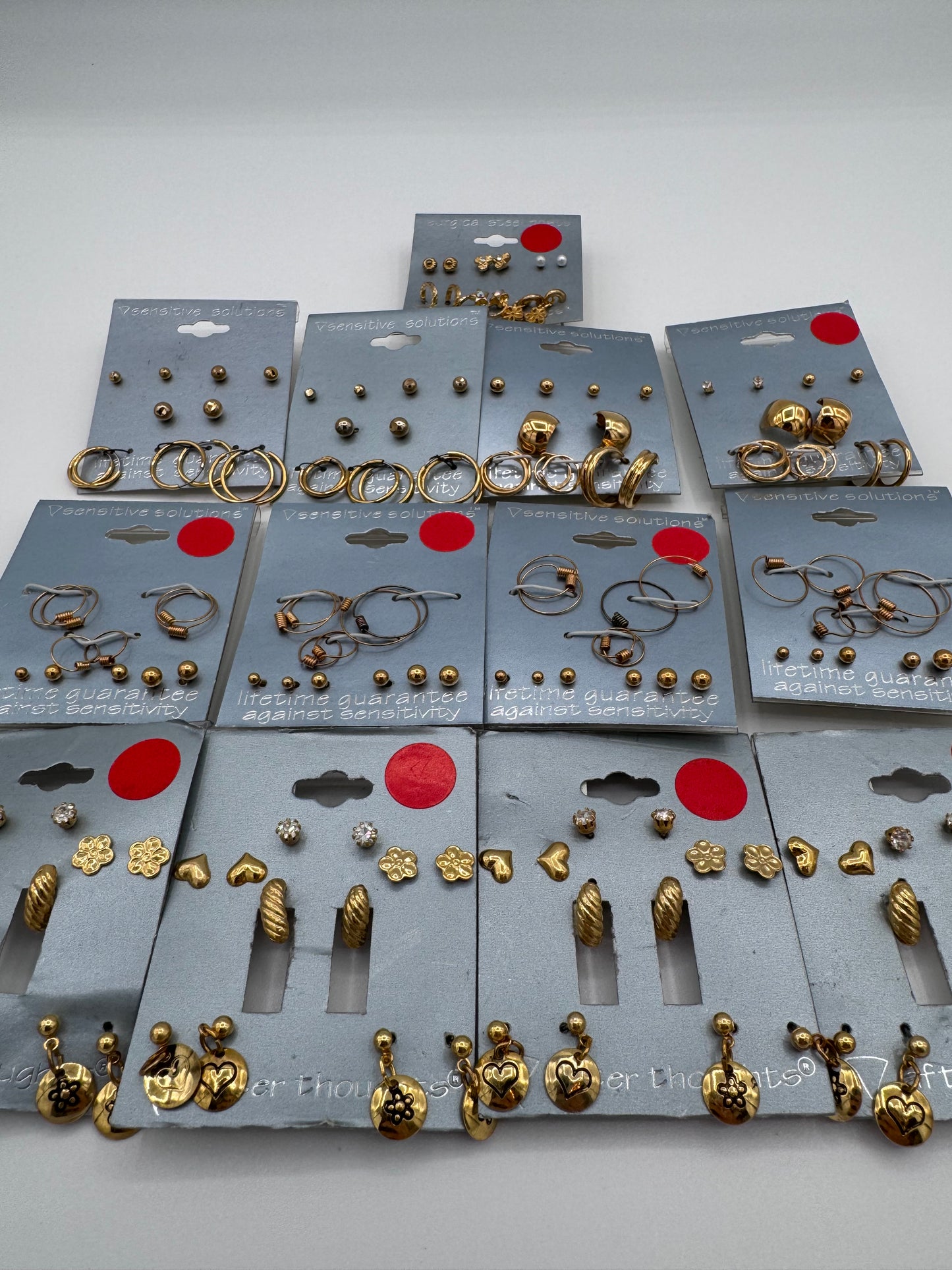 Set of 13 Small Gold Earrings Sets of 6 (78 Pairs) Costume Jewelry Vintage After Thoughts