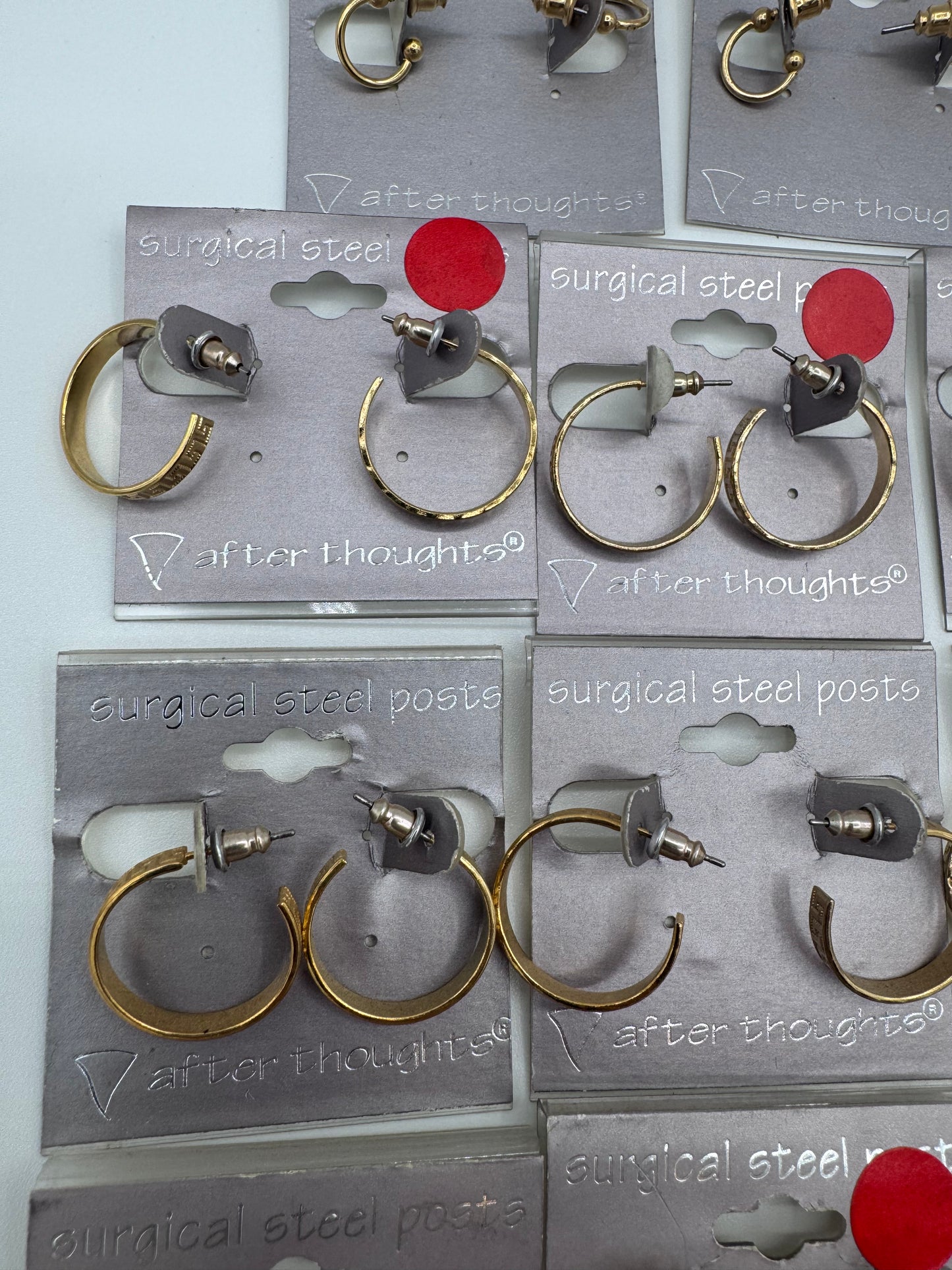 Set of 35 Mixed Gold Hoop Earrings Pairs Costume Jewelry Vintage After Thoughts